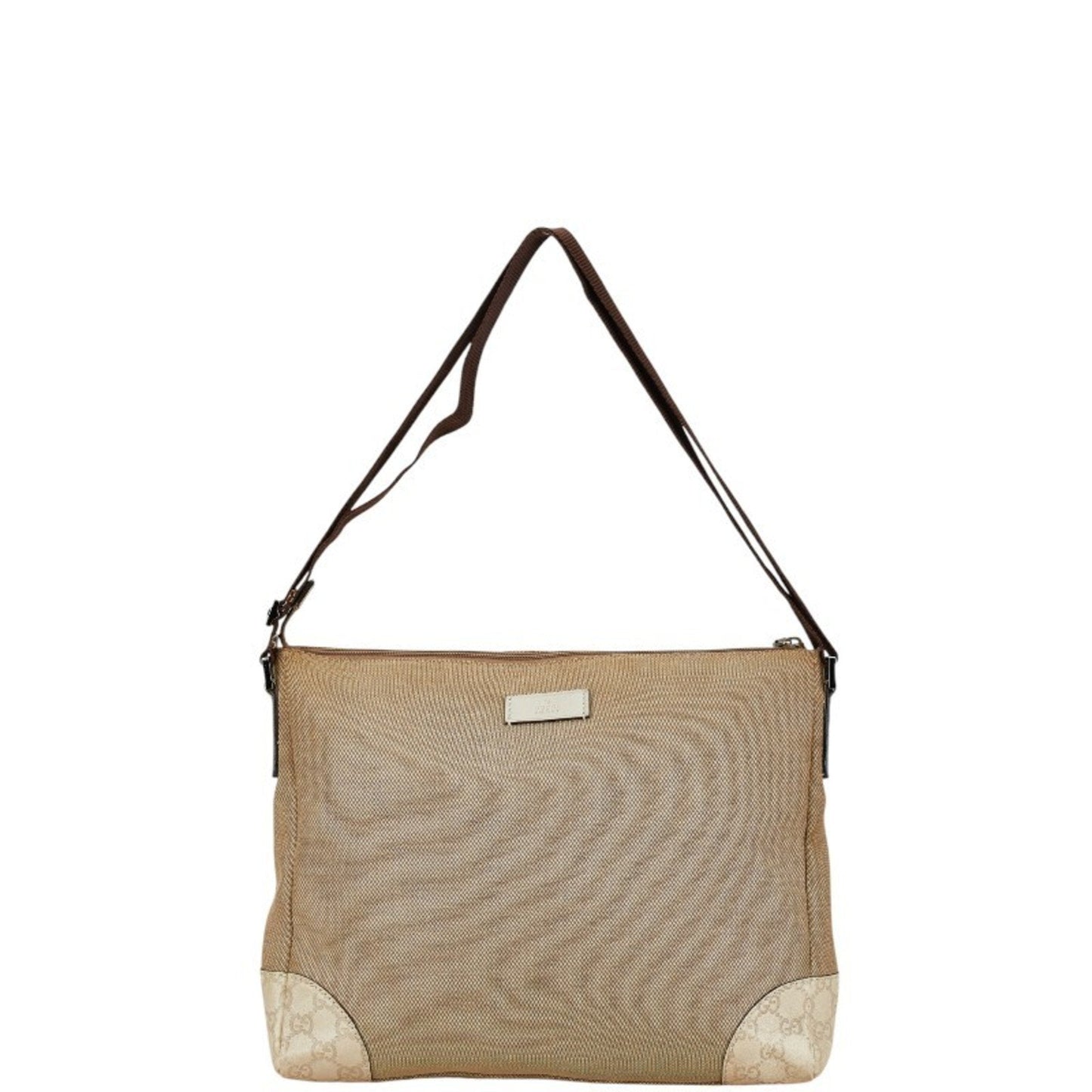 Gucci Brown Canvas Leather Shoulder Bag ()
