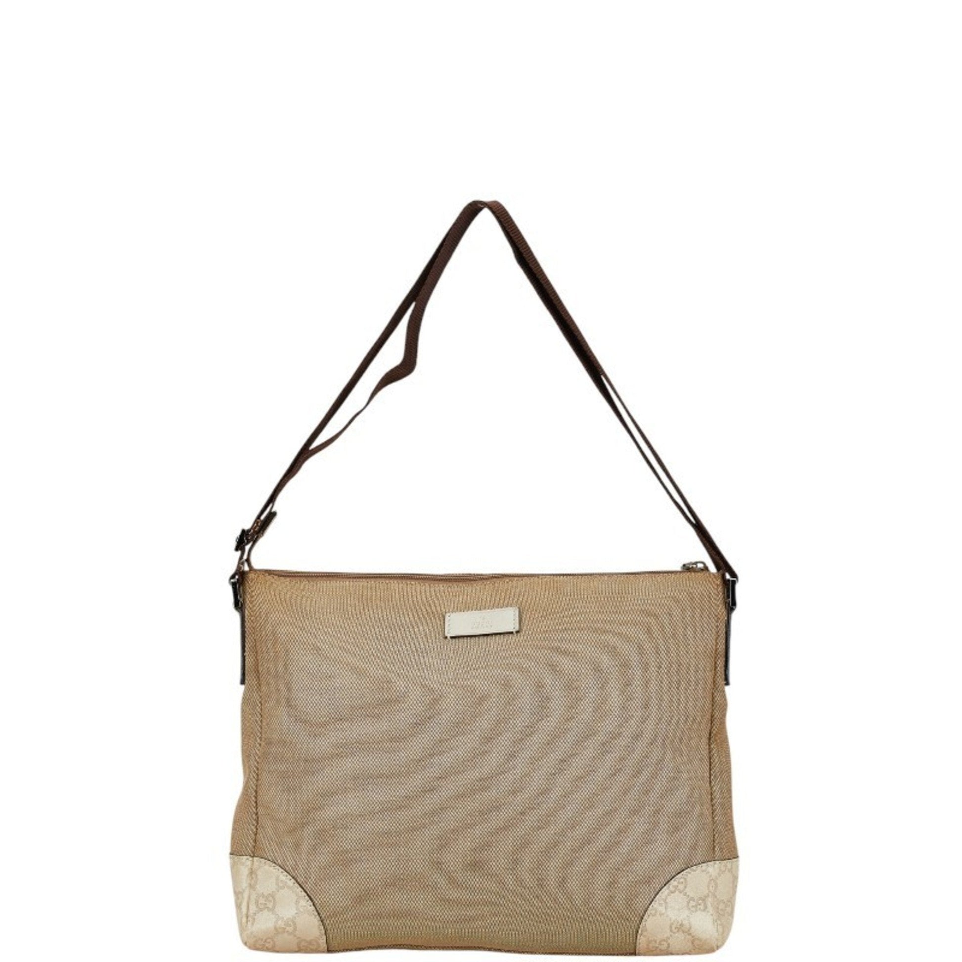 Gucci Brown Canvas Leather Shoulder Bag ()