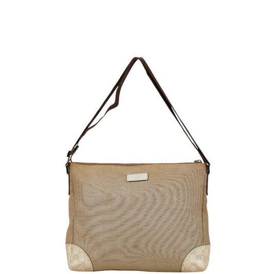 Gucci Brown Canvas Leather Shoulder Bag ()