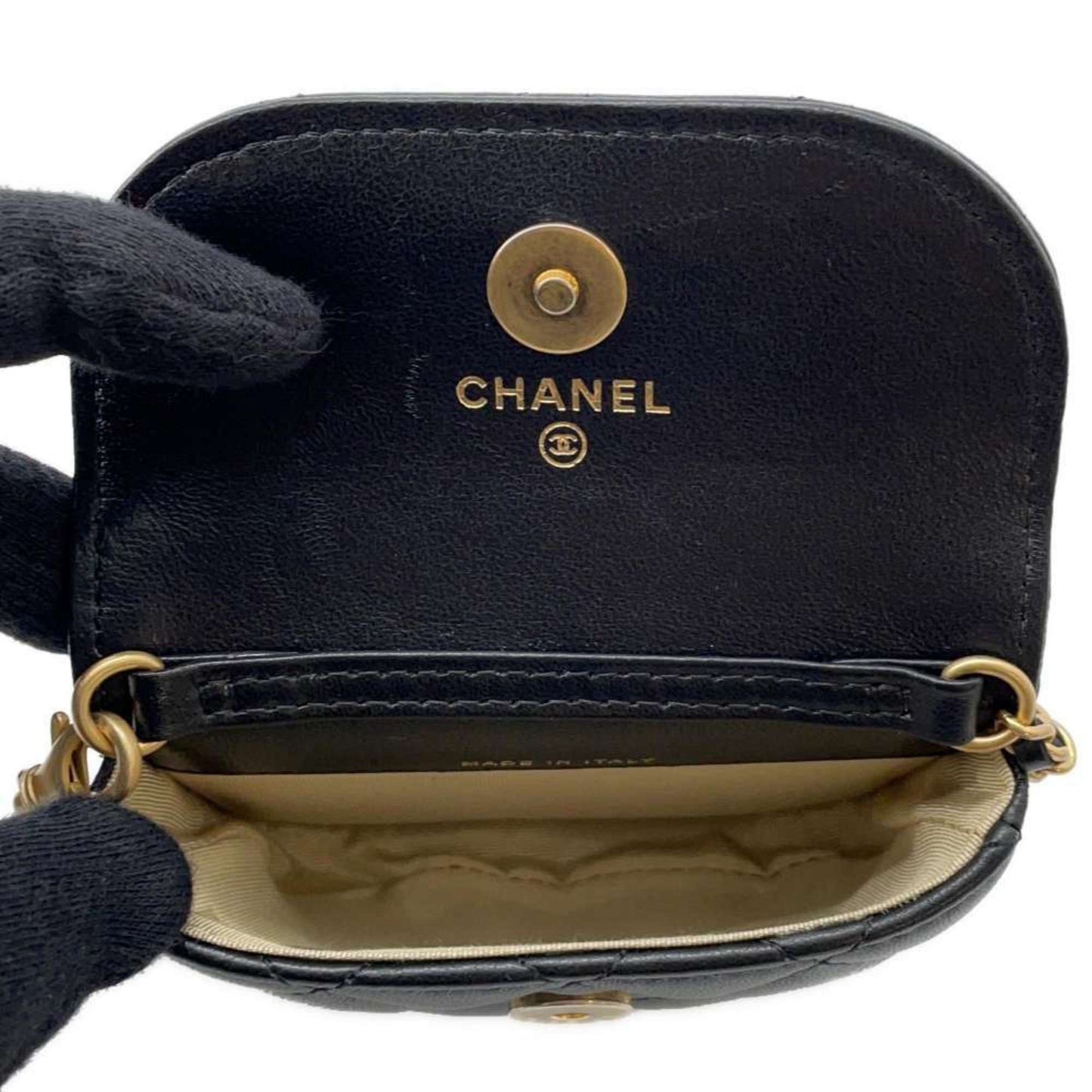 Chanel Waist Bag Matelasse Coco Mark Lambskin AP1461 2way Shoulder Ball Black
