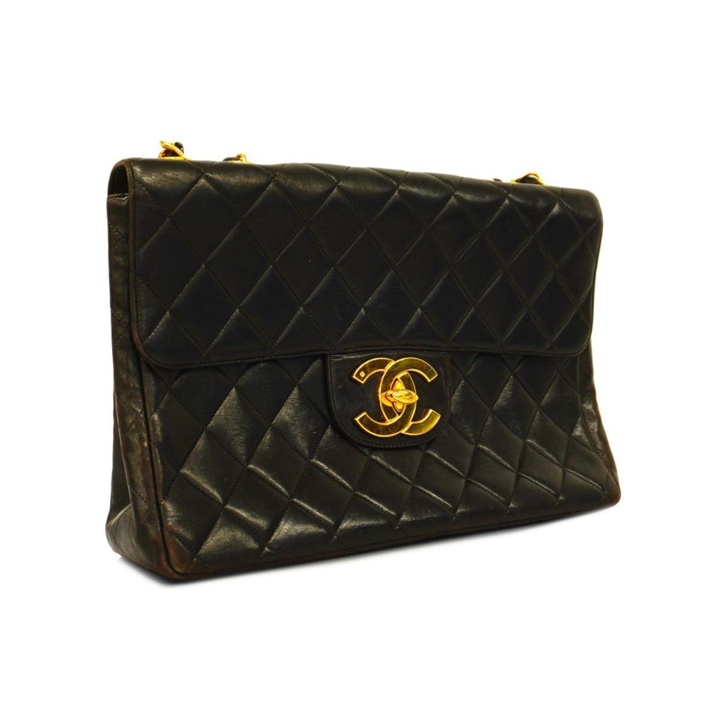 Chanel Shoulder Bag Deca Matelasse W Chain Lambskin Black Women's