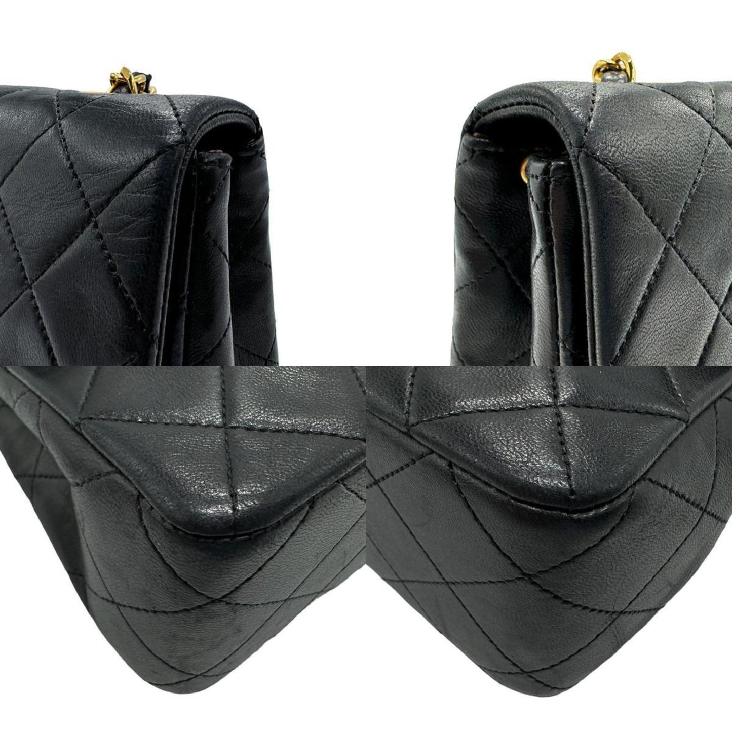 CHANEL Shoulder Bag Lambskin Black Gold Women's z1848