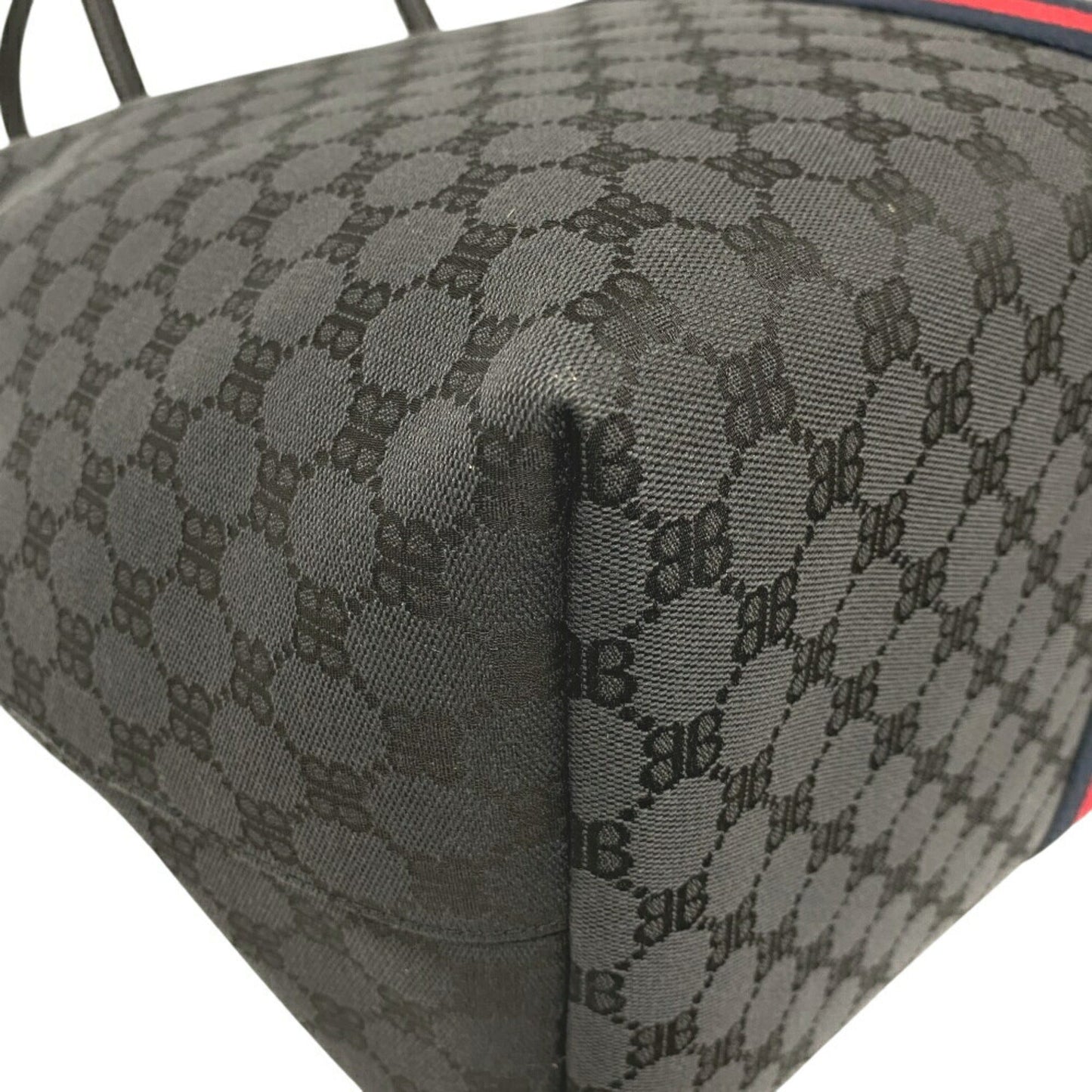 Gucci Black Canvas Leather Tote Bag