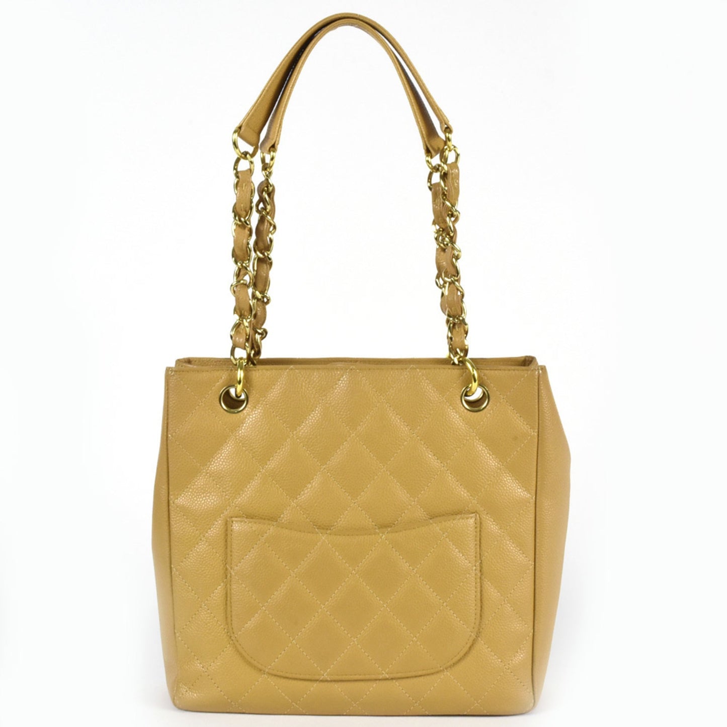 CHANEL Matelasse Coco Mark PST Chain Tote Bag Caviar Skin Beige