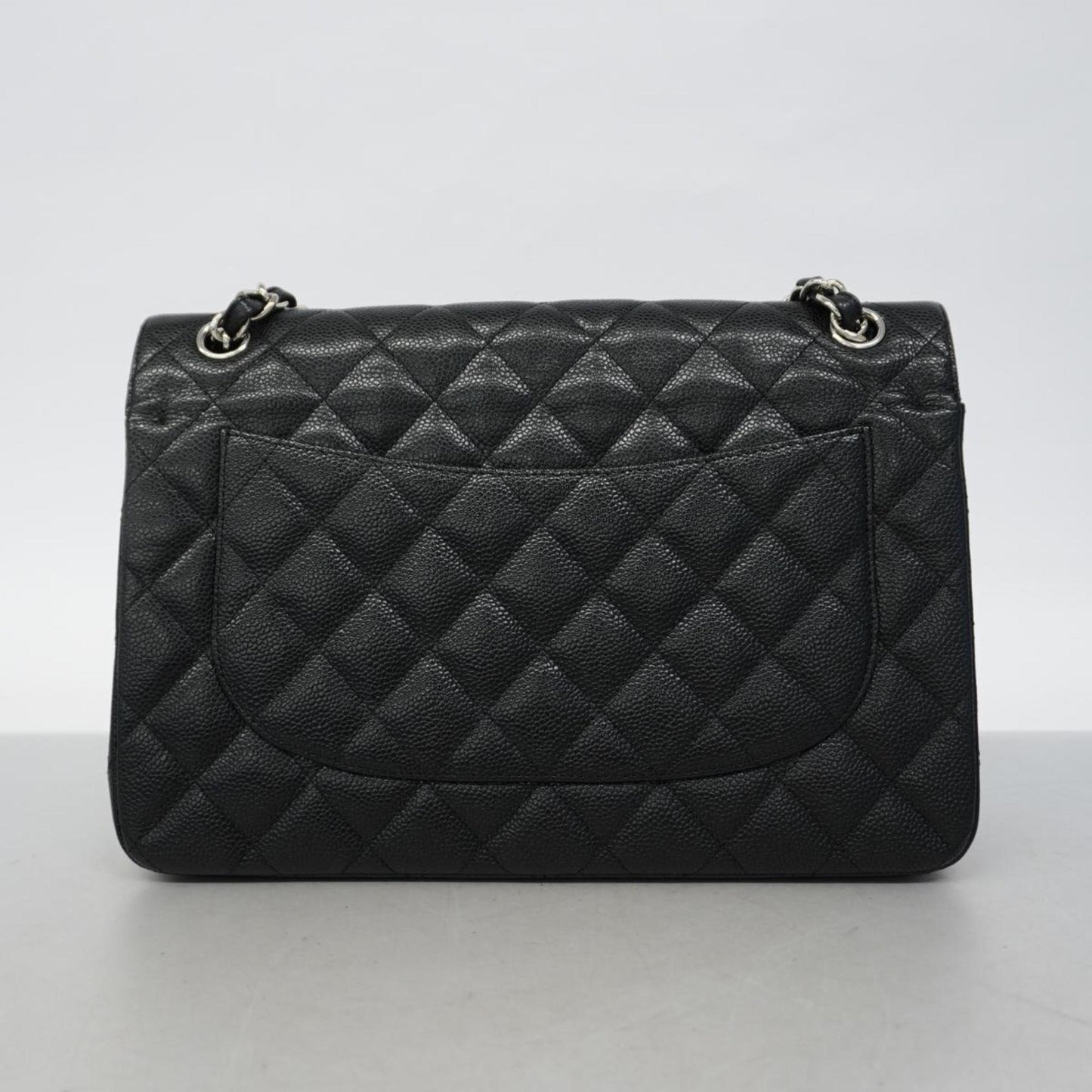 Chanel Shoulder Bag Matelasse W Flap Chain Caviar Skin Black Women's