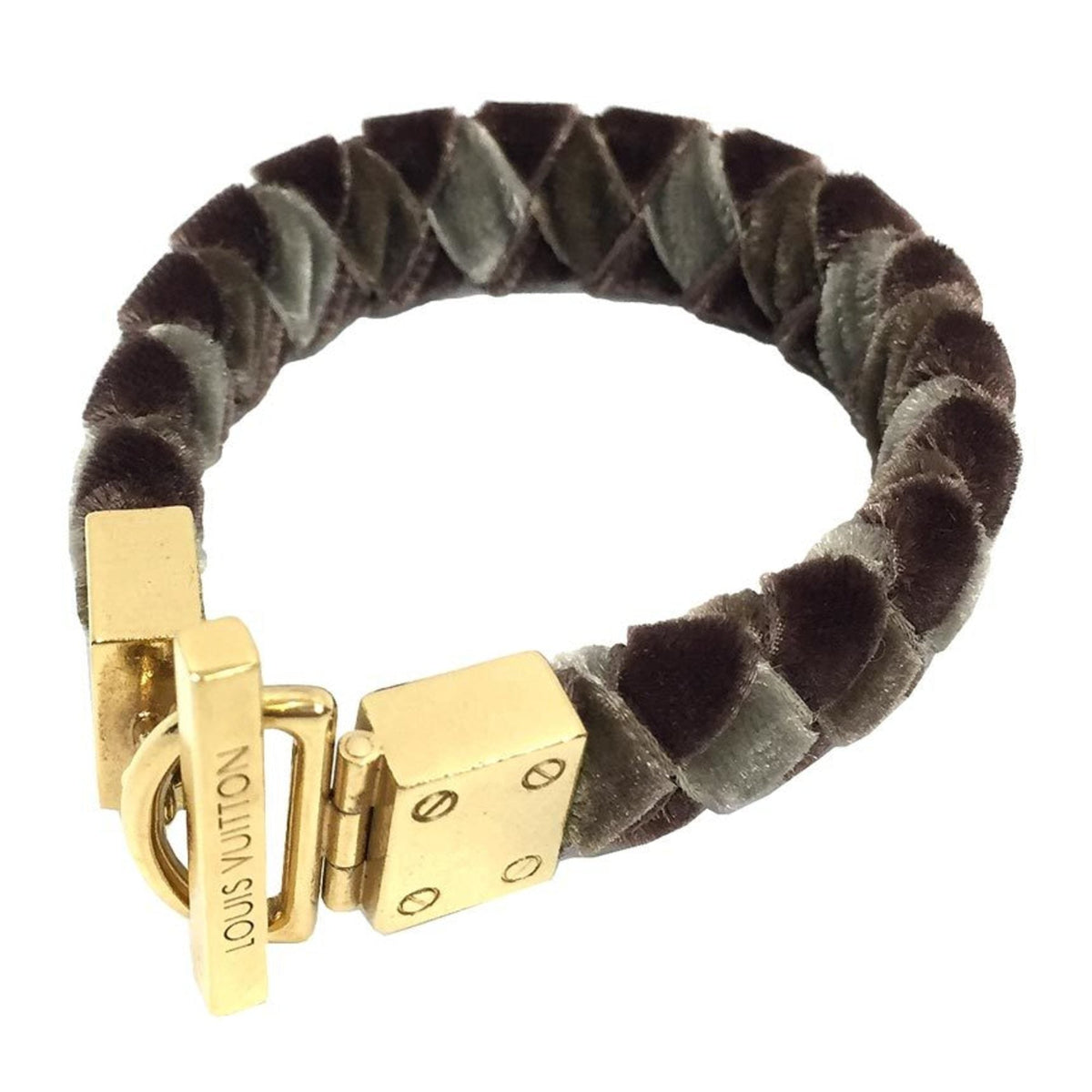 LOUIS VUITTON Velor Bracelet Khaki x Brown