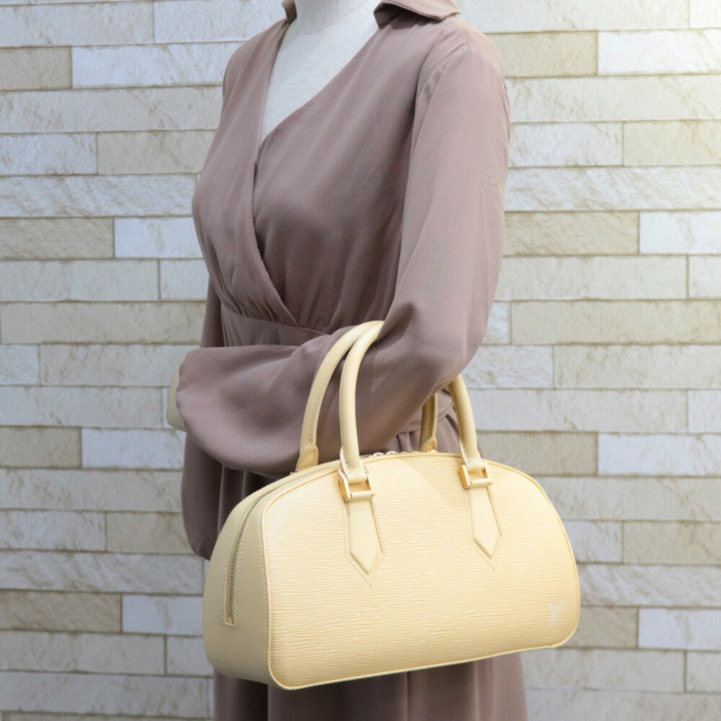 LOUIS VUITTON Jasmine Epi Handbag Leather M5208A Beige Ladies