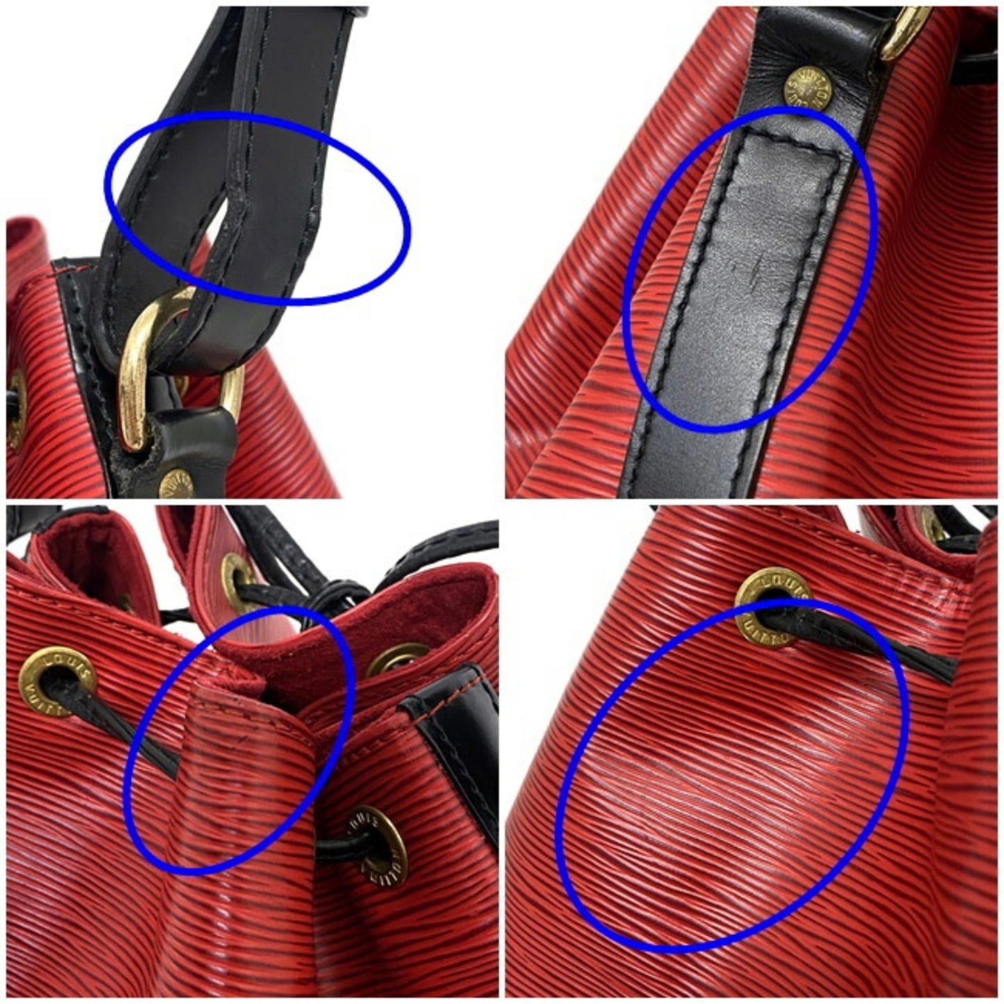 Louis Vuitton Petit Noe Red Black Epi M44172 Leather AK0965 LOUIS VUITTON Shoulder Bag One Two Tone Ladies