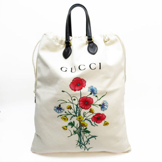 Gucci Black Ivory Canvas Leather Handbag Shoulder Bag Tote Bag ()