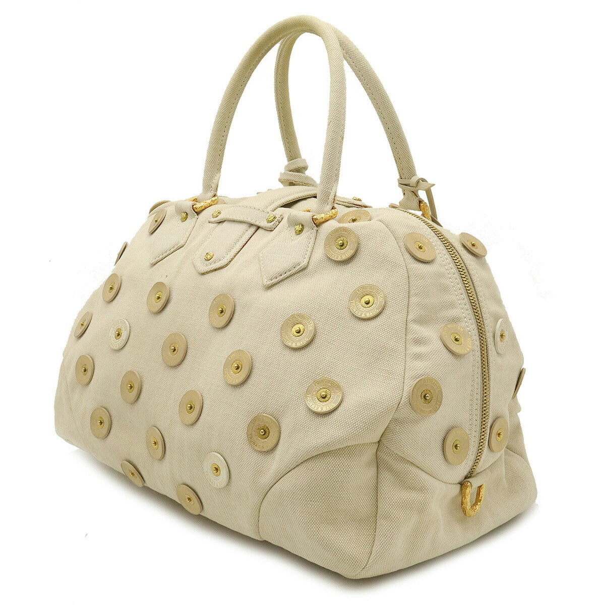 LOUIS VUITTON Polkadots Panama Bowlie Handbag Boston Bag Canvas Ivory M95409