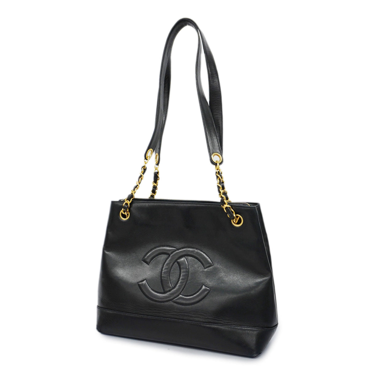 ChanelAuth  Chain Shoulder Women's Leather Shoulder Bag Black