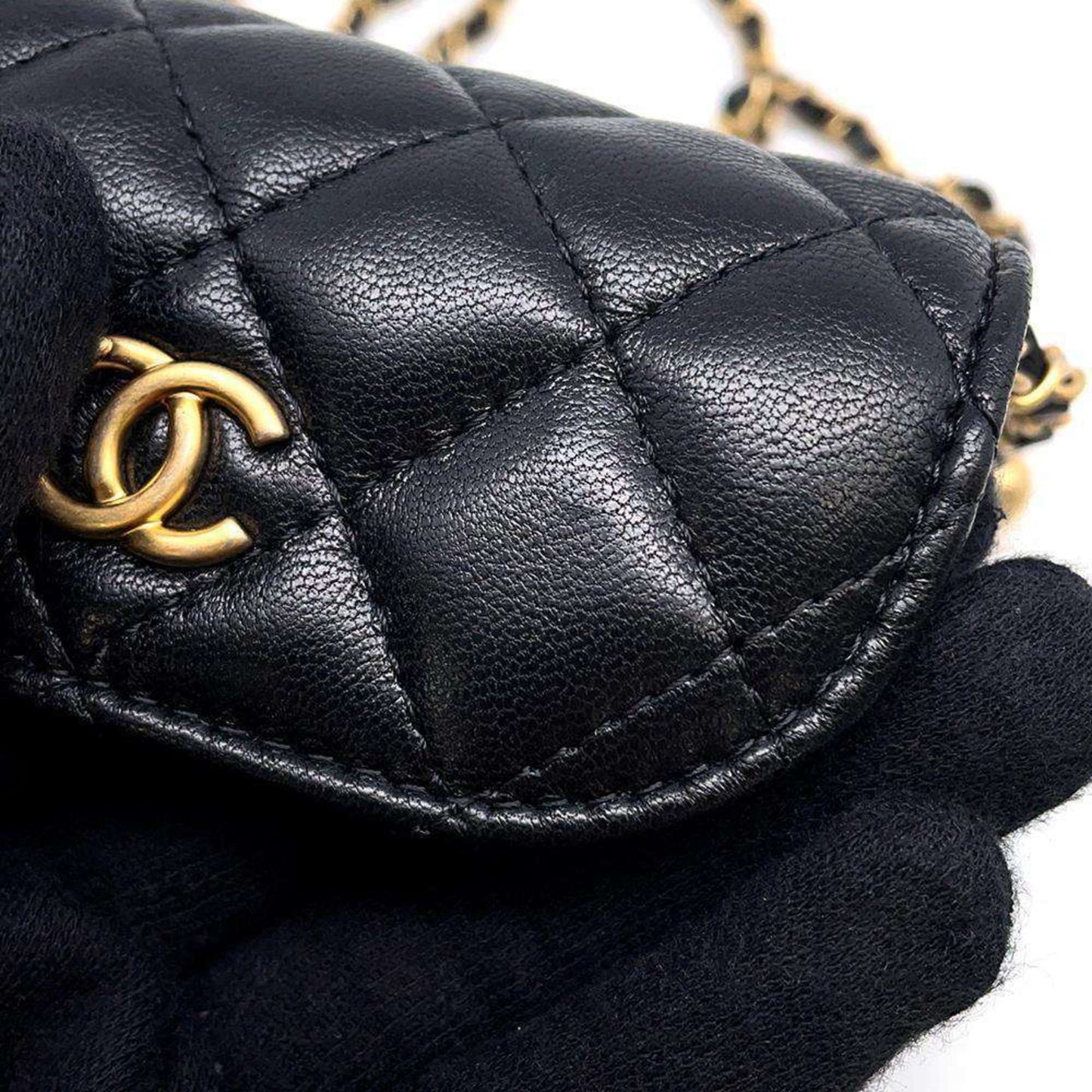 Chanel Waist Bag Matelasse Coco Mark Lambskin AP1461 2way Shoulder Ball Black