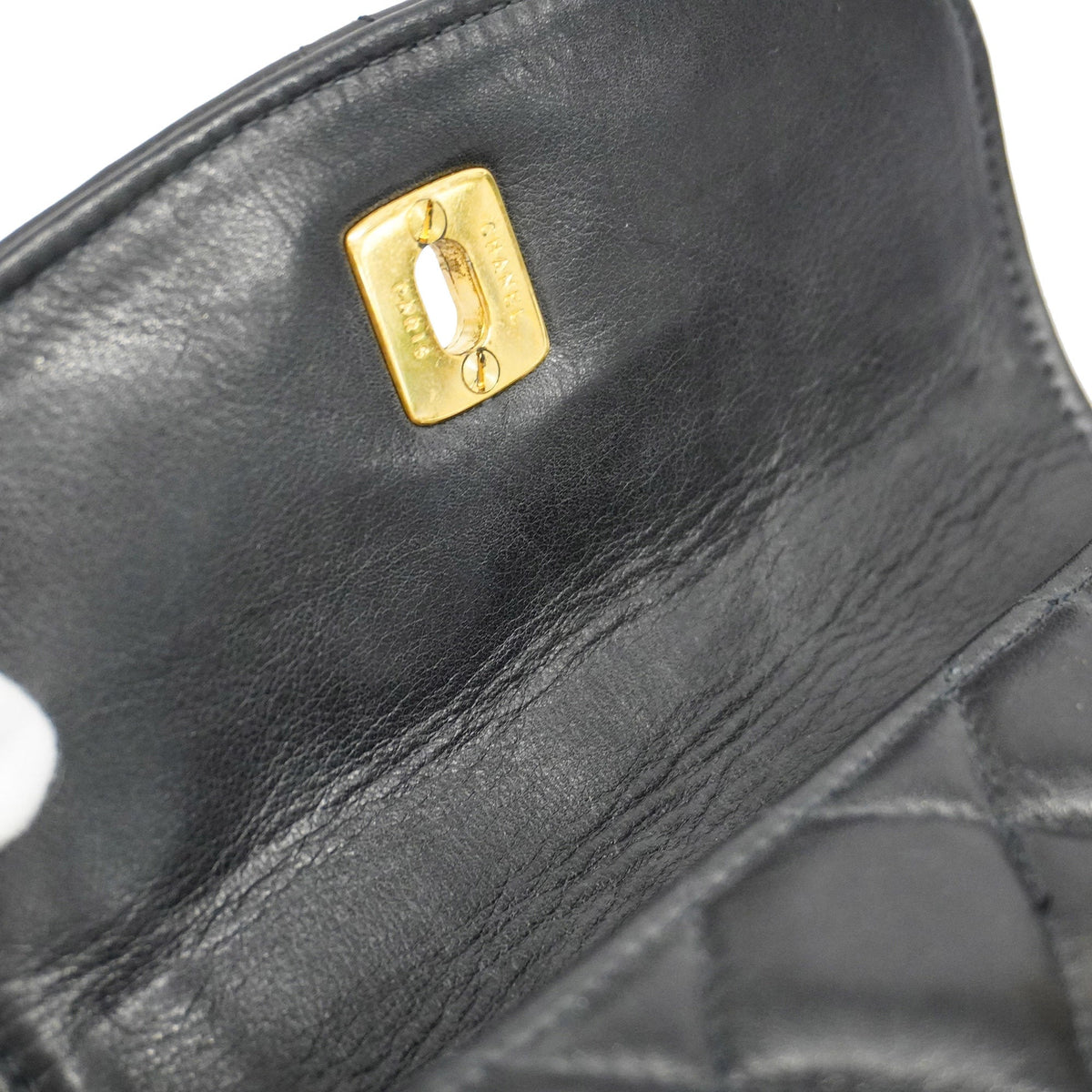 Chanel[3bd5060] Auth  handBag Matelasse lambskin black gold metal