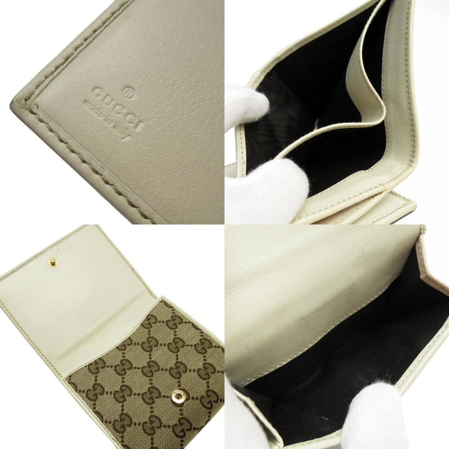 Gucci Brown Ivory Gg Canvas Leather Wallet (Bi-Fold)