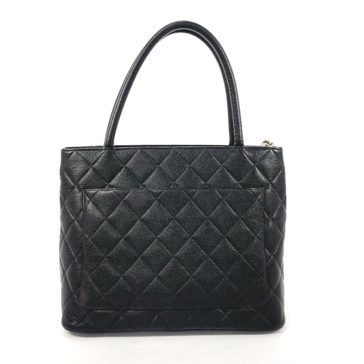 CHANEL Reprint Tote Matelasse A01804 Bag Matte Caviar Skin Black Women's
