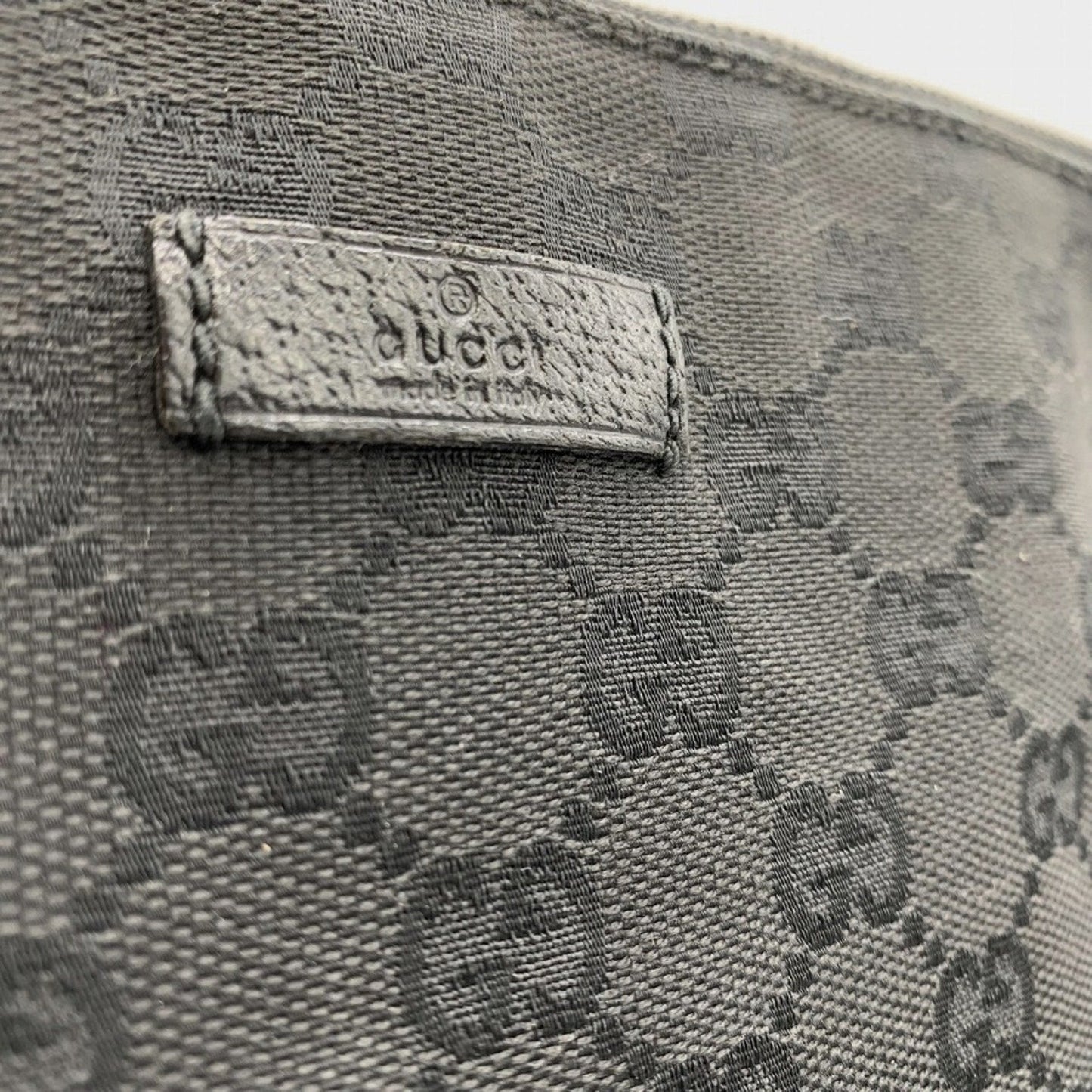 Gucci Black Gg Canvas Leather Shoulder Bag