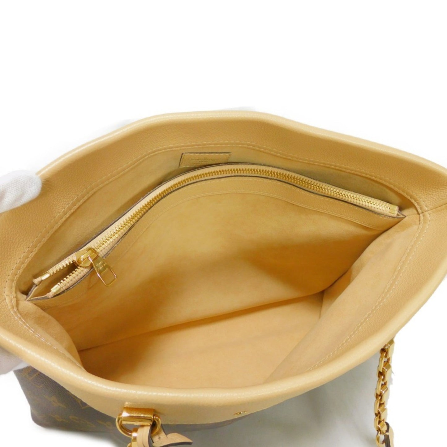 LOUIS VUITTON Shoulder Bag Pallas Shopper LV Logo Flower Beige Monogram Dune M41580 Women's