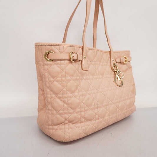 CHRISTIAN DIORAuth  2way Bag Cannage Lady Dior Women's Leather,PVC Tote Bag Pink