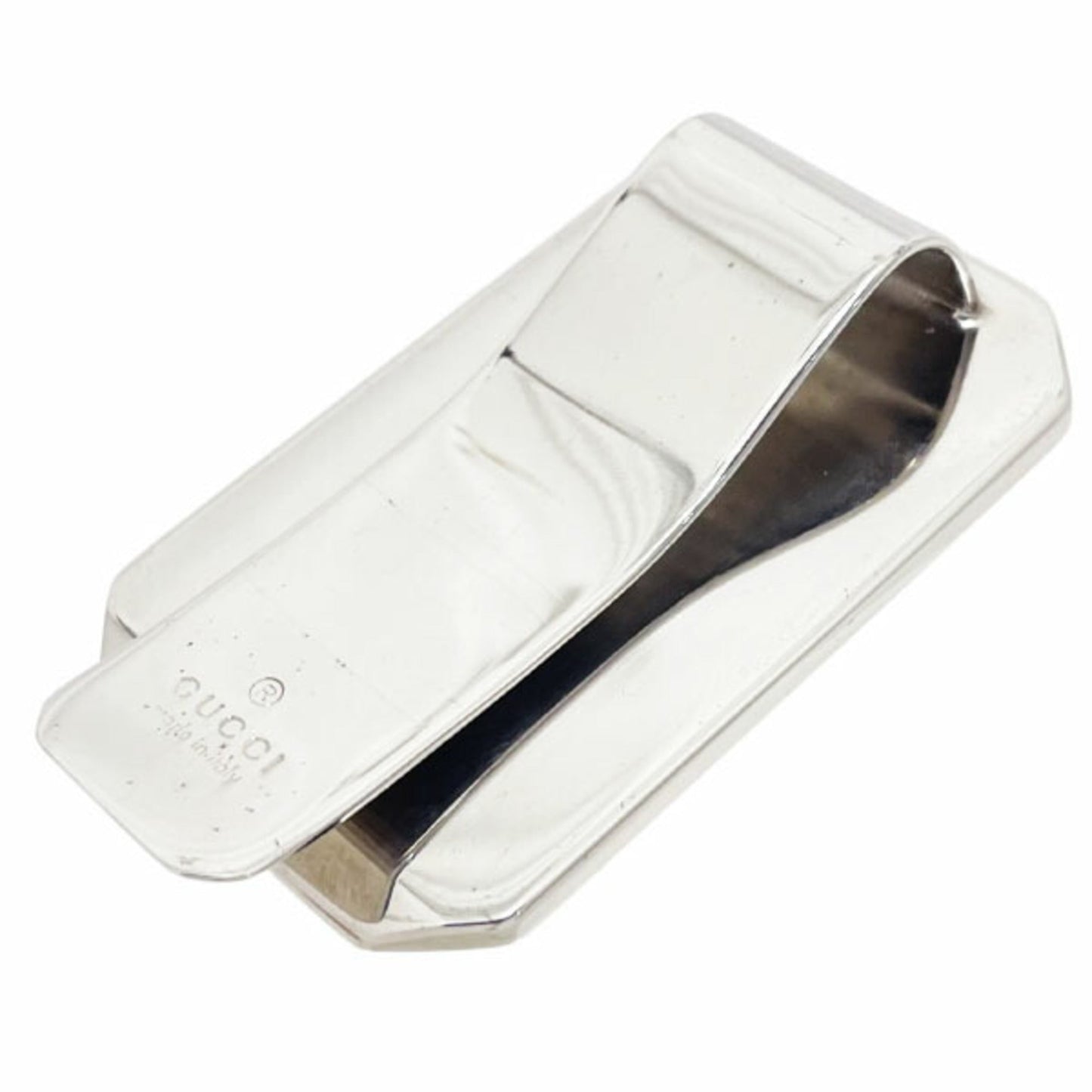 Gucci Guccissima Grayish Silver Leather Money Clip