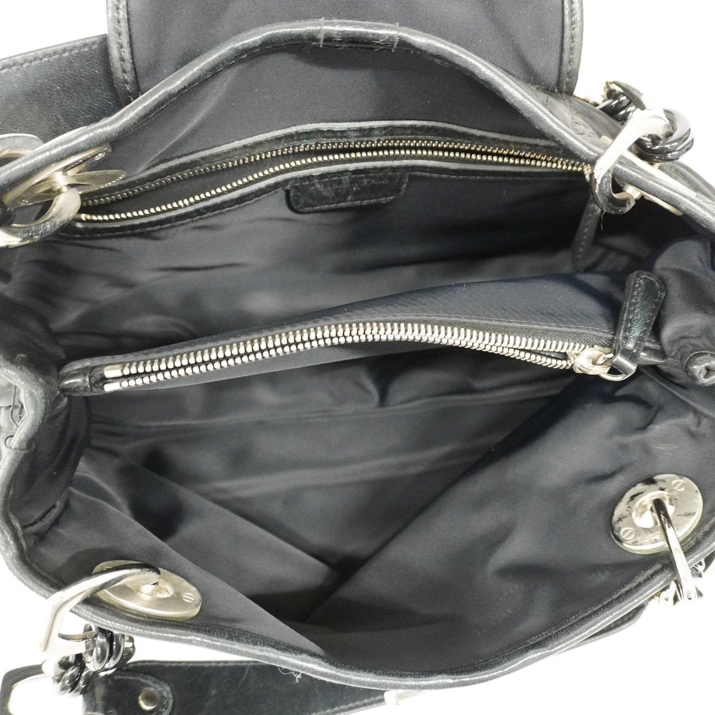 CHRISTIAN DIORAuth  Tote Bag Canage Women's Nylon Handbag Black