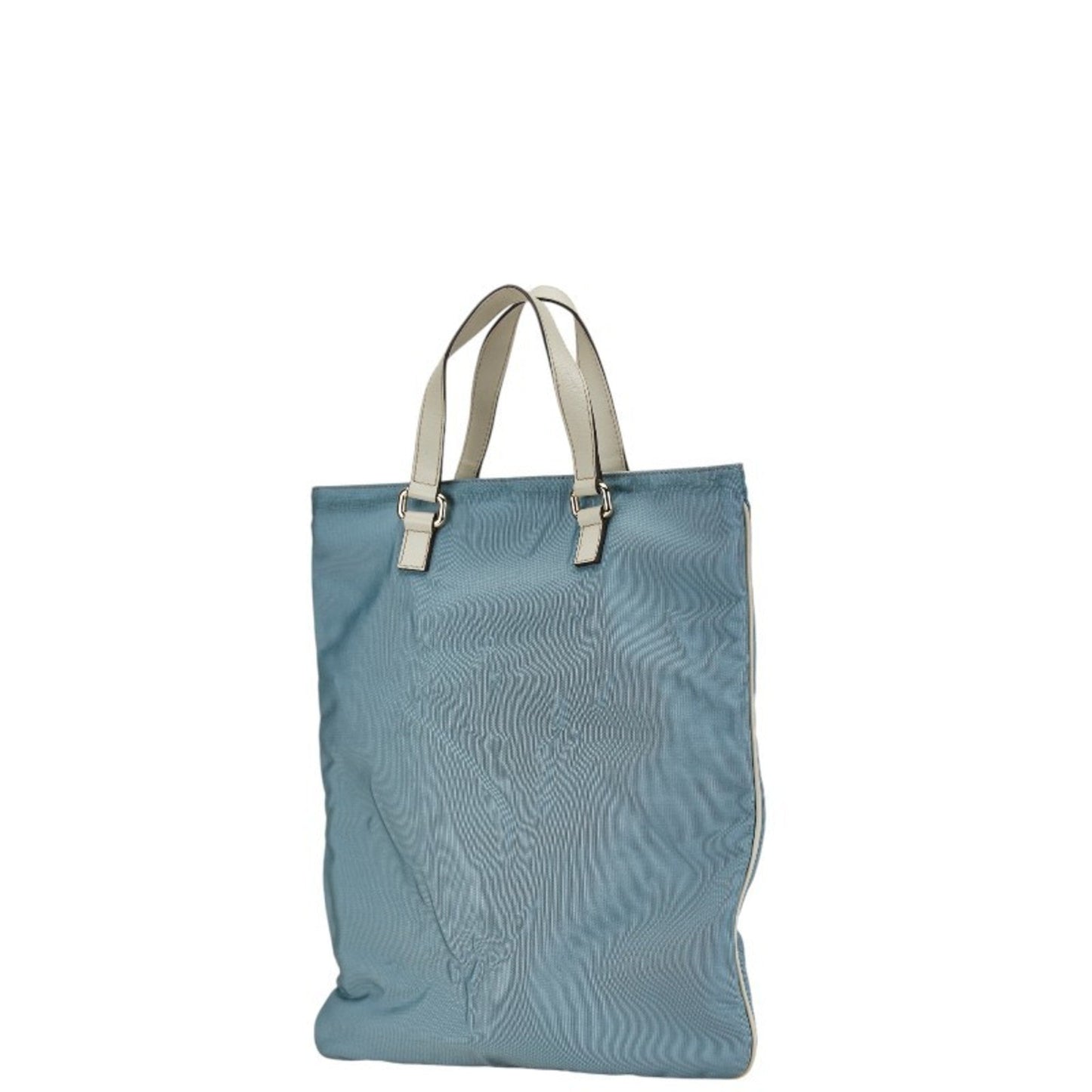 Gucci Blue White Canvas Leather Shoulder Bag Tote Bag