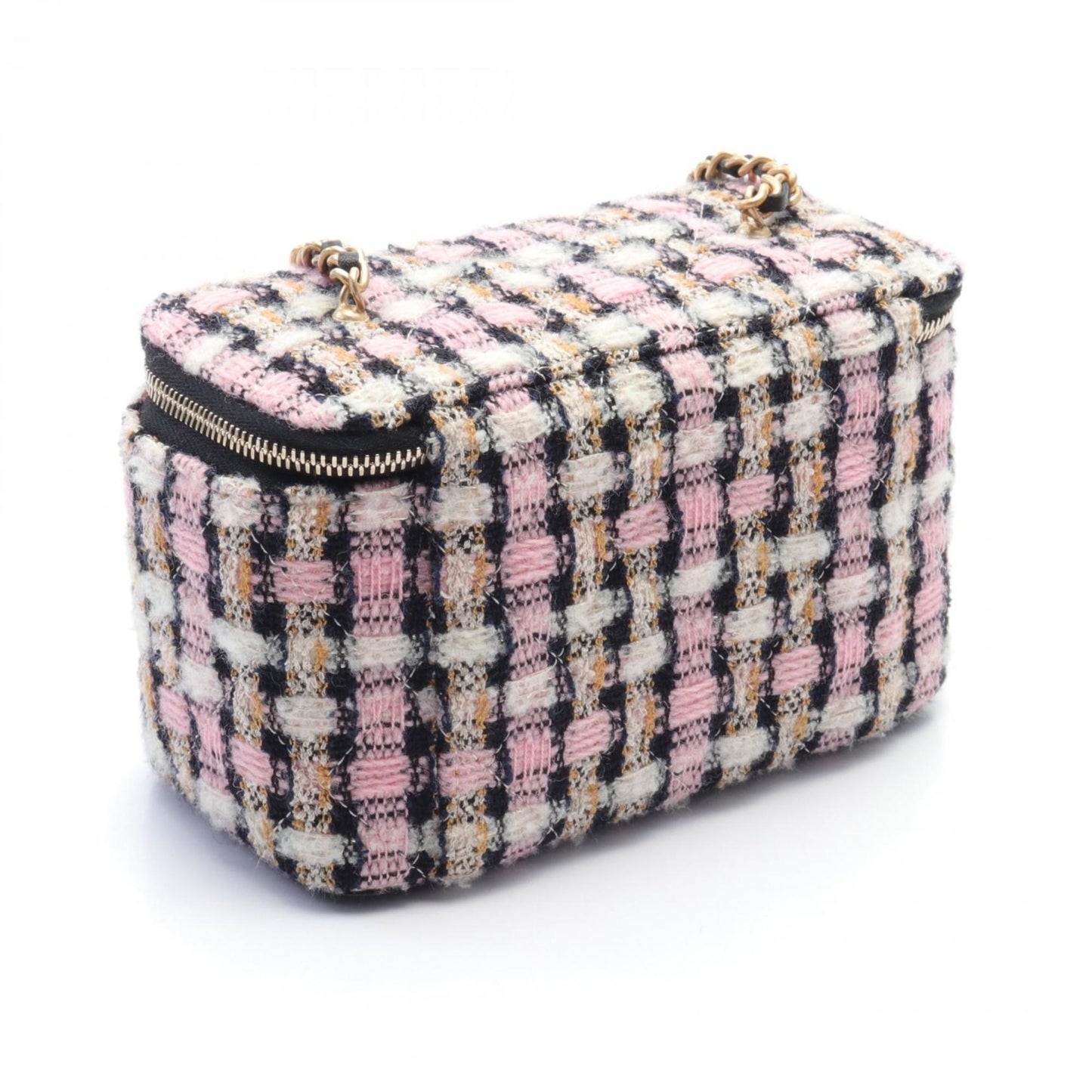 CHANEL Coco Mark Vanity Shoulder Bag, Fabric Leather, Women's, Pink, Black, Multicolor, AP2303