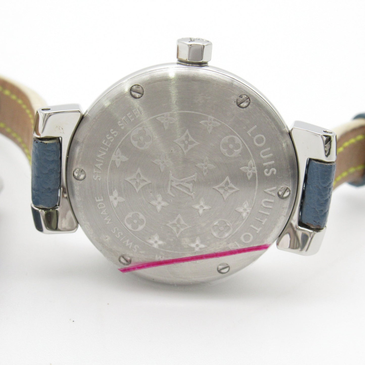 LOUIS VUITTON Tambour Wrist Watch Watch Wrist Watch Q121C Quartz White White shell Stainless Steel Leather belt Q121C