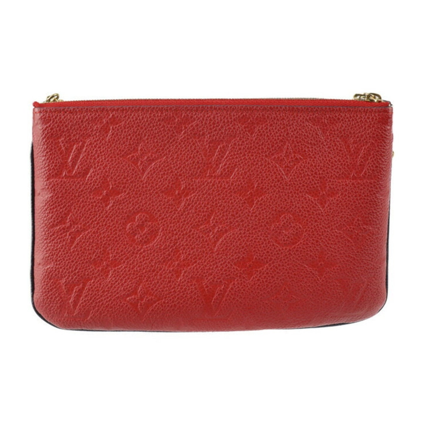 LOUIS VUITTON Pochette Double Zip Shoulder Bag M63916 Monogram Empreinte Marine Rouge Gold Hardware 2WAY Clutch Chain