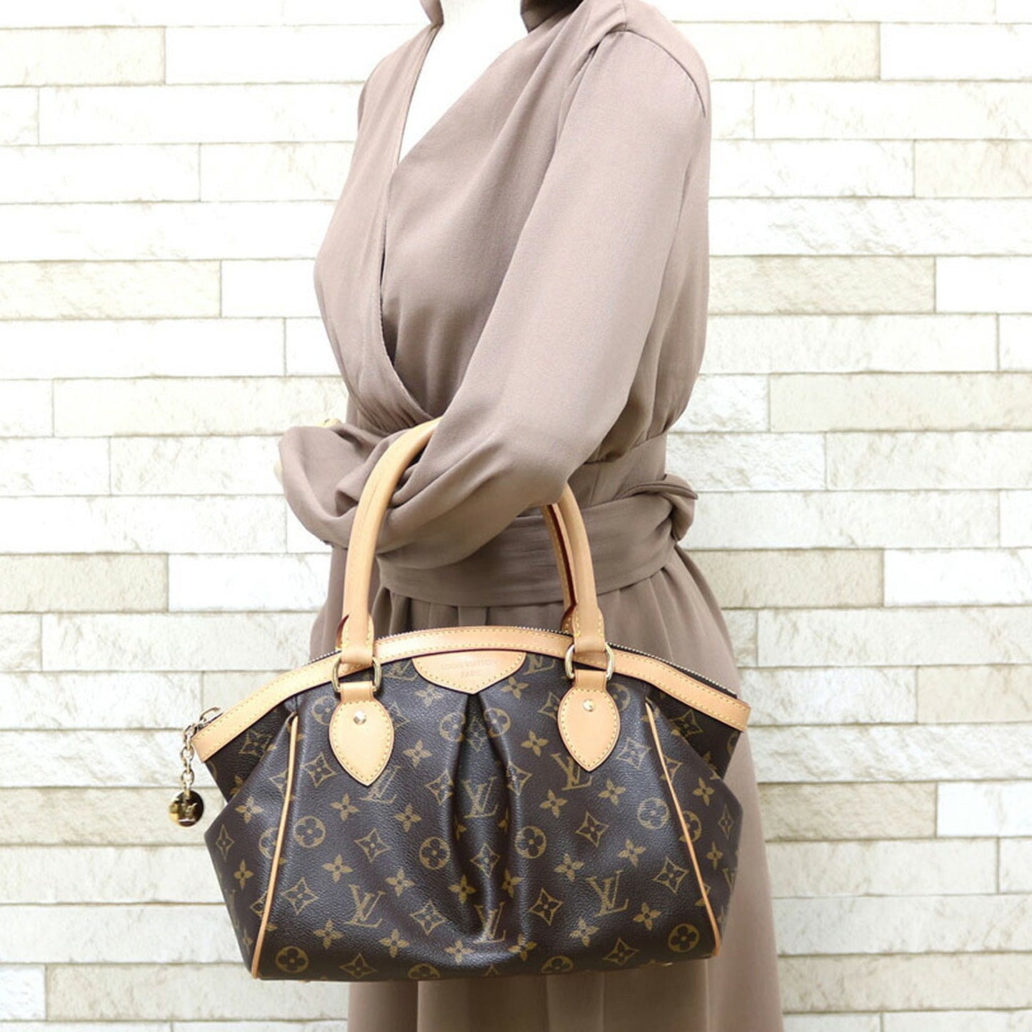 LOUIS VUITTON Tivoli PM Monogram Handbag Canvas M40143 Brown Women's