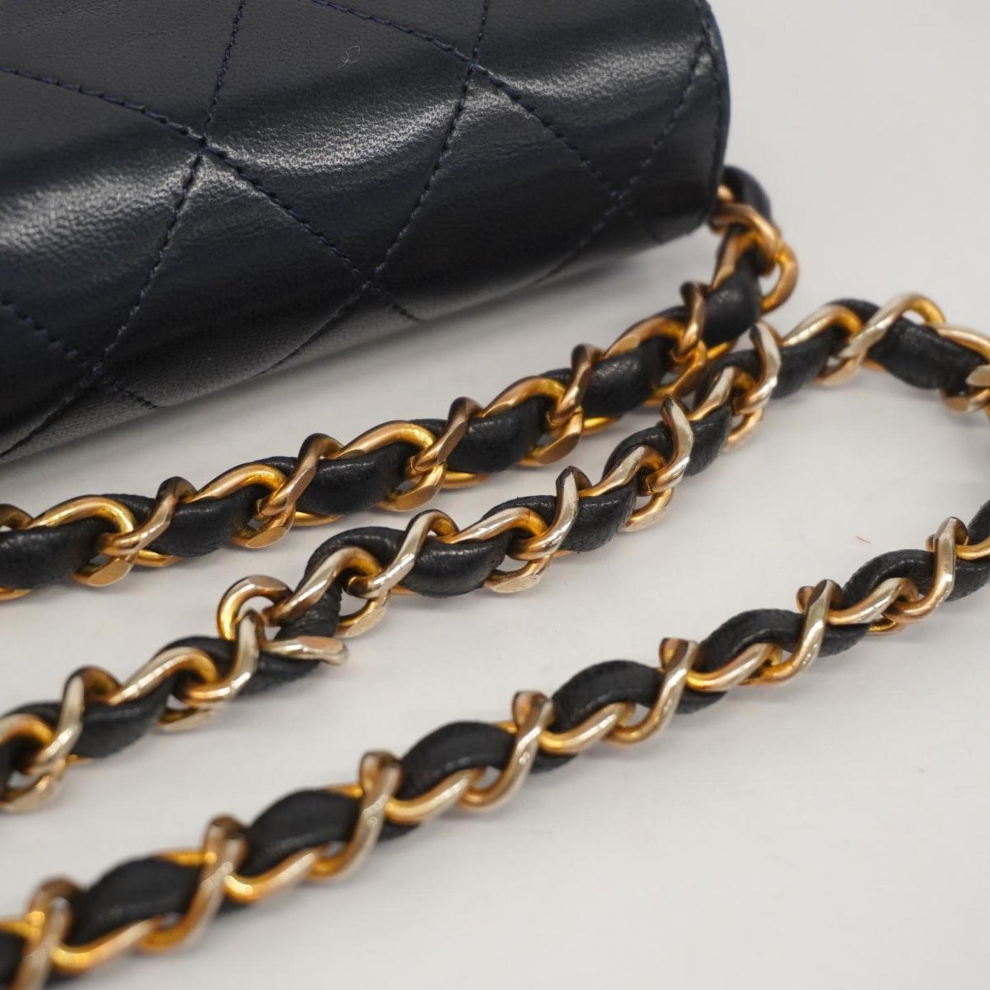 Chanel Shoulder Bag Matelasse Chain Lambskin Navy Women's