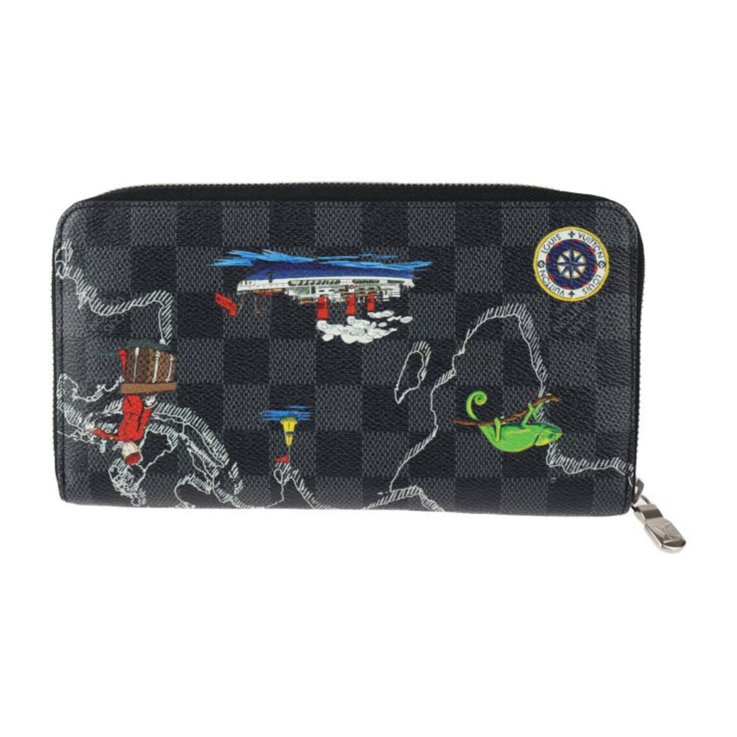 LOUIS VUITTON Zippy Organizer NM Long Wallet N40204 Damier Graphite Canvas Black x Gray Multicolor Silver Hardware Round Zipper Vuitton