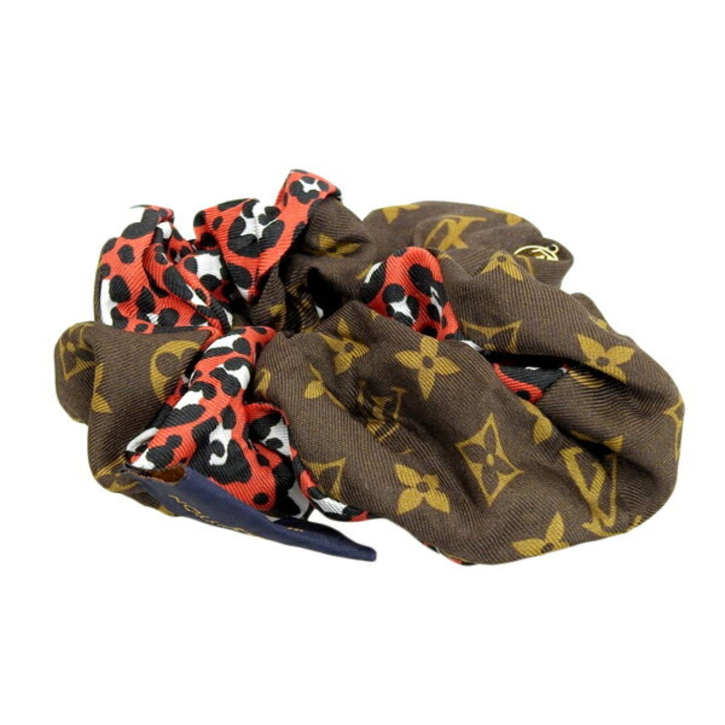 LOUIS VUITTON Monogram Silk Scrunchie Be Mindful Hair Tie M77011 Brown Pink Ladies