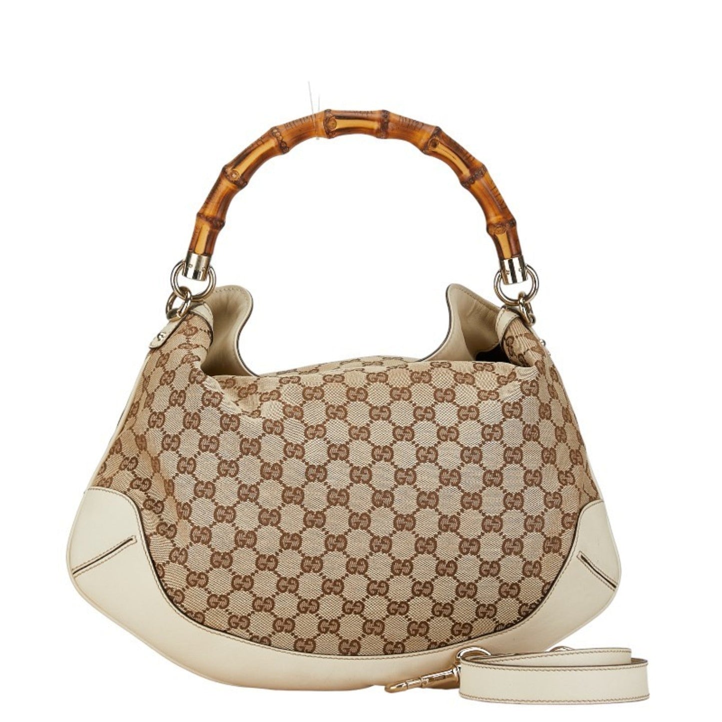 Gucci Beige Ivory White Canvas Leather Handbag Shoulder Bag ()