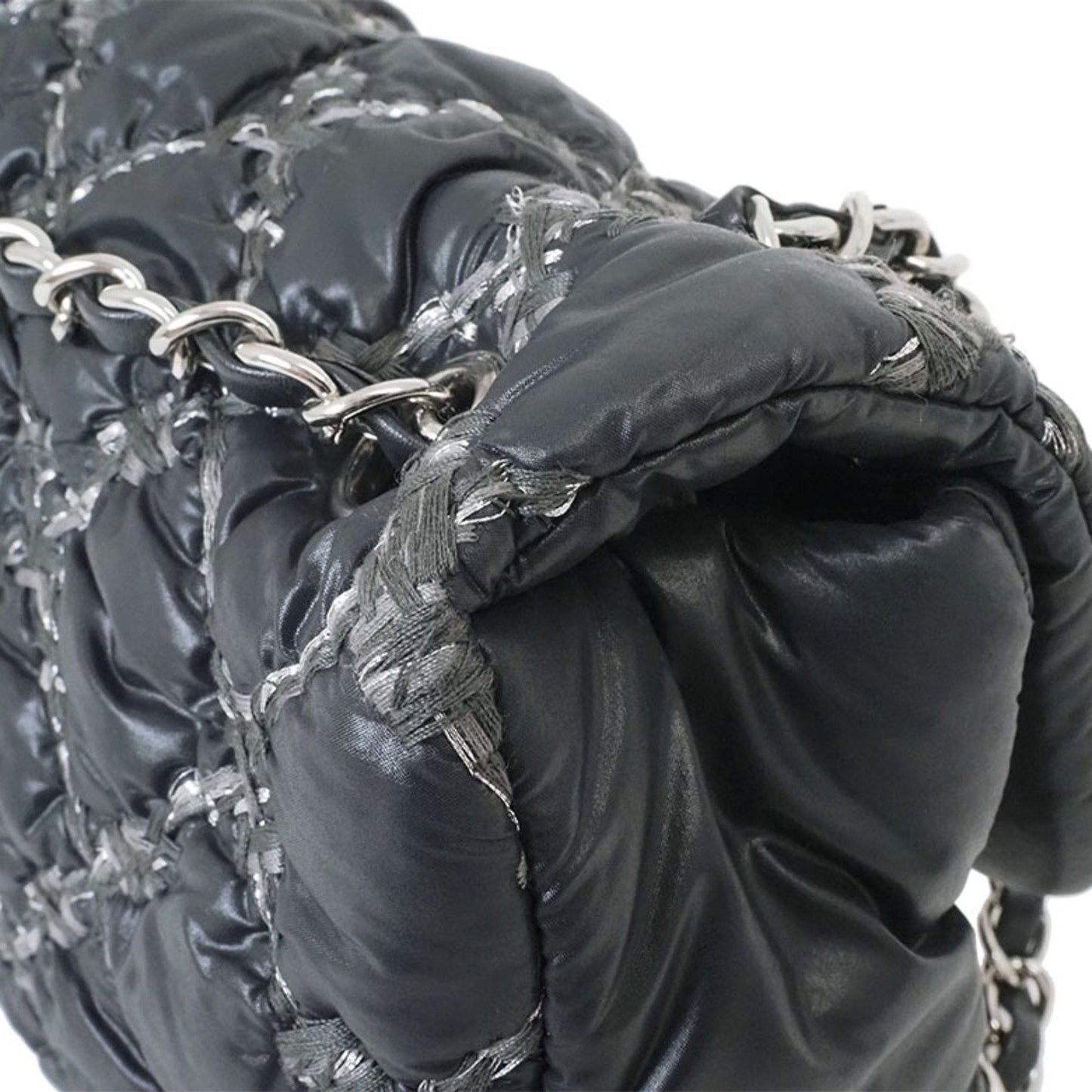Chanel Parisian Shoulder Matelasse Bag Black A50629 Women's Nylon Chain CHANEL
