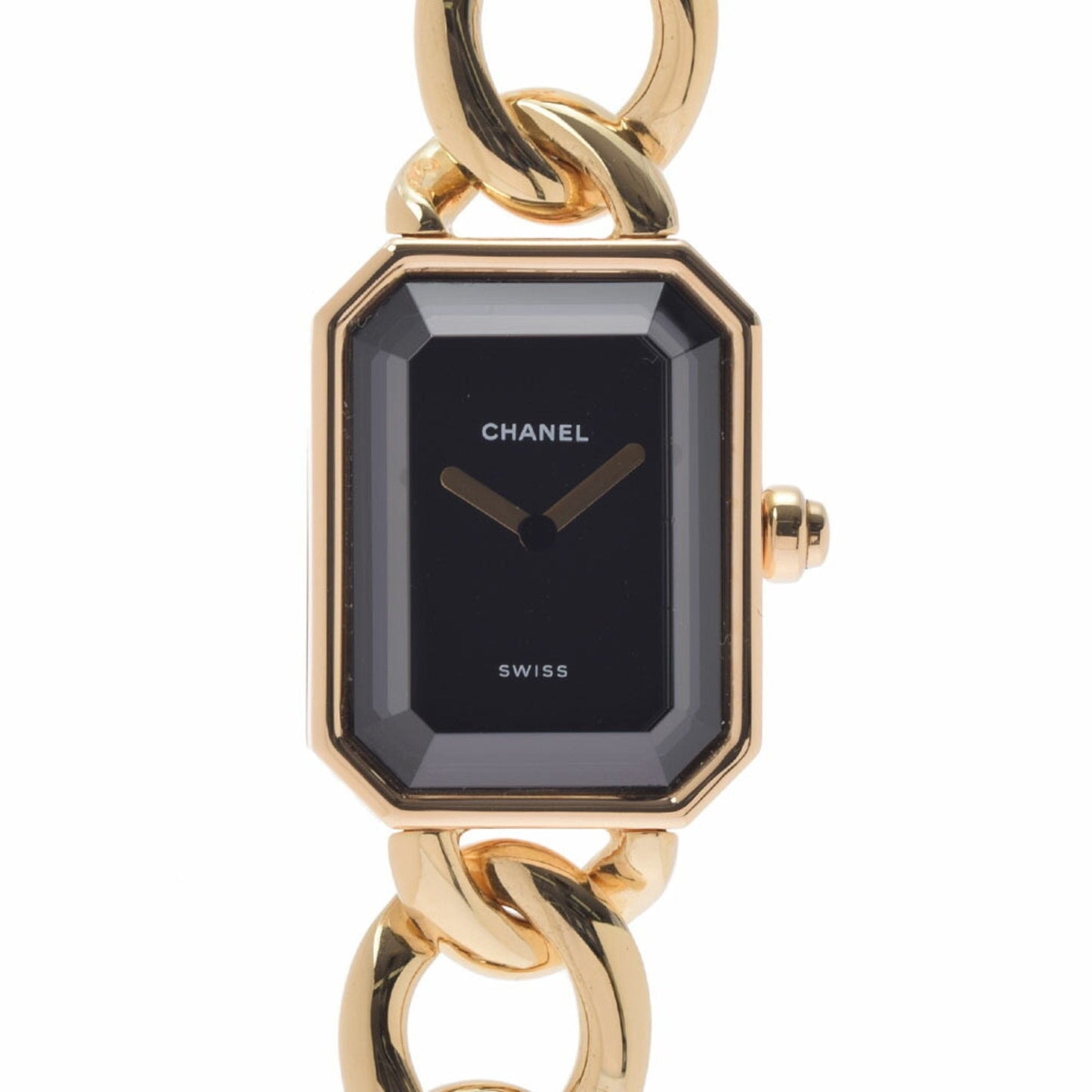 Chanel Premiere size L H0003 ladies YG watch quartz black dial