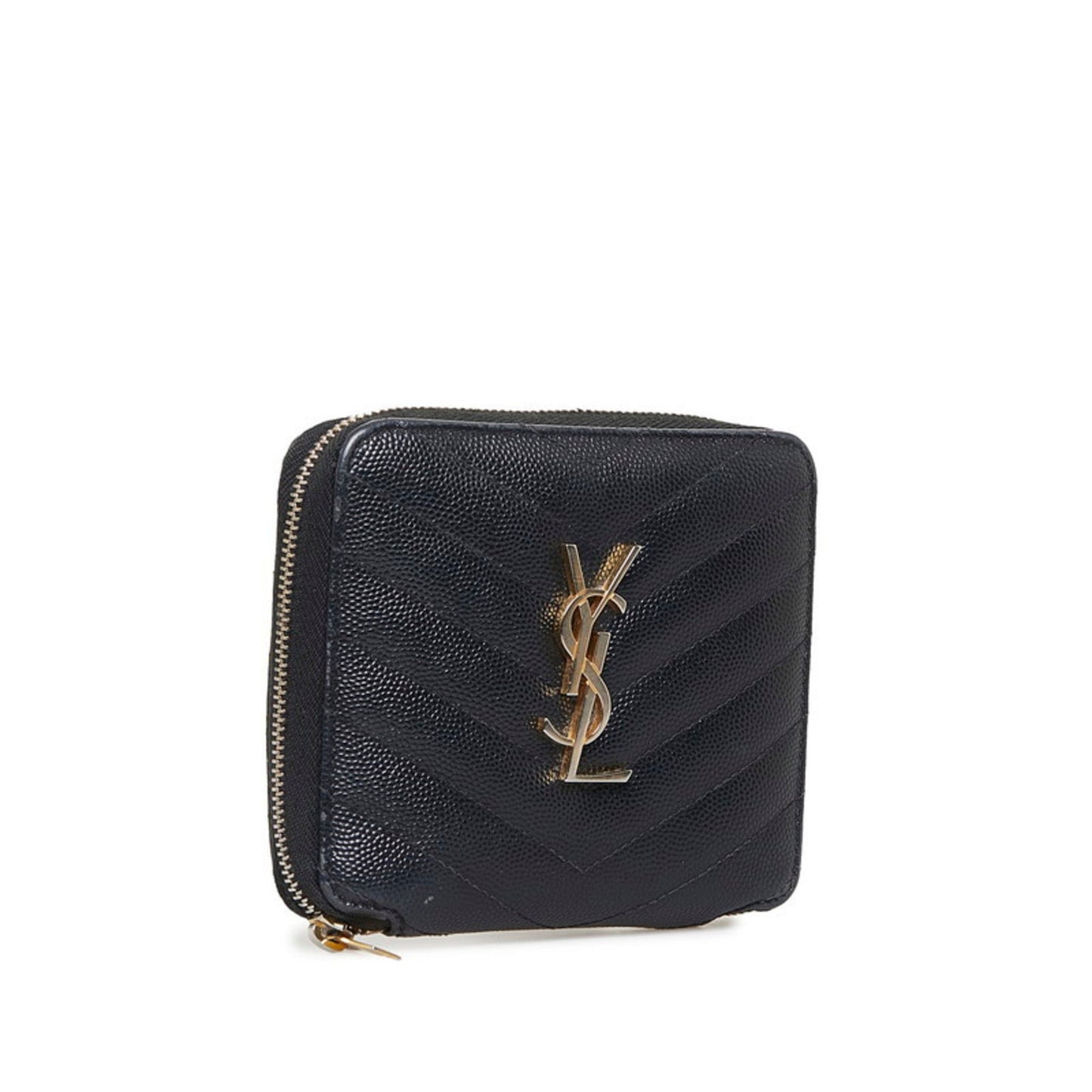 SAINT LAURENT YSL quilted bi-fold wallet black leather ladies