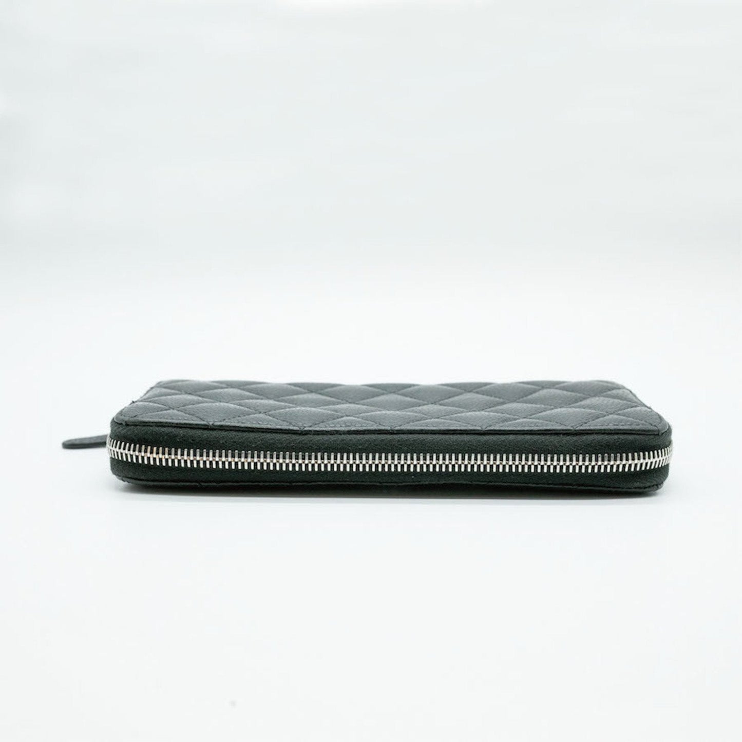 CHANEL Round Long Wallet Matelasse Coco Mark Caviar Skin Leather Black Silver Women's AP1411 PD64