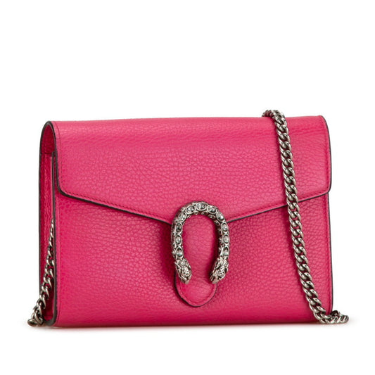 Gucci Pink Leather Chain/Shoulder Wallet