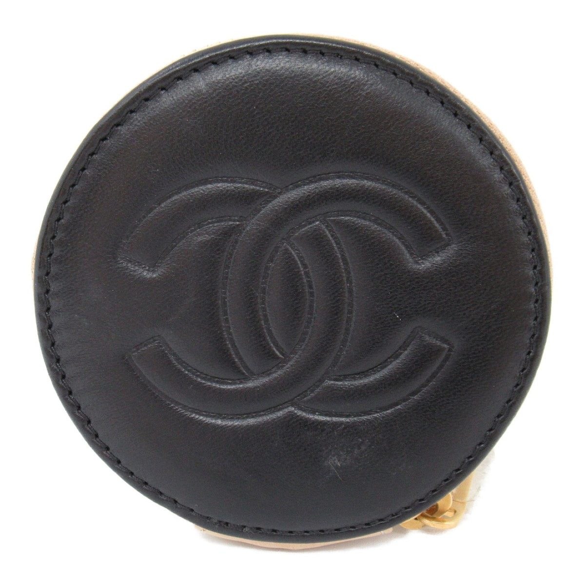 CHANEL Pouch Black Beige Lambskin (sheep leather)