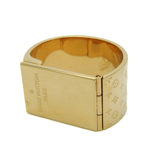 LOUIS VUITTON Metal Scarf Ring Gold Textile brooch nanogram M00226