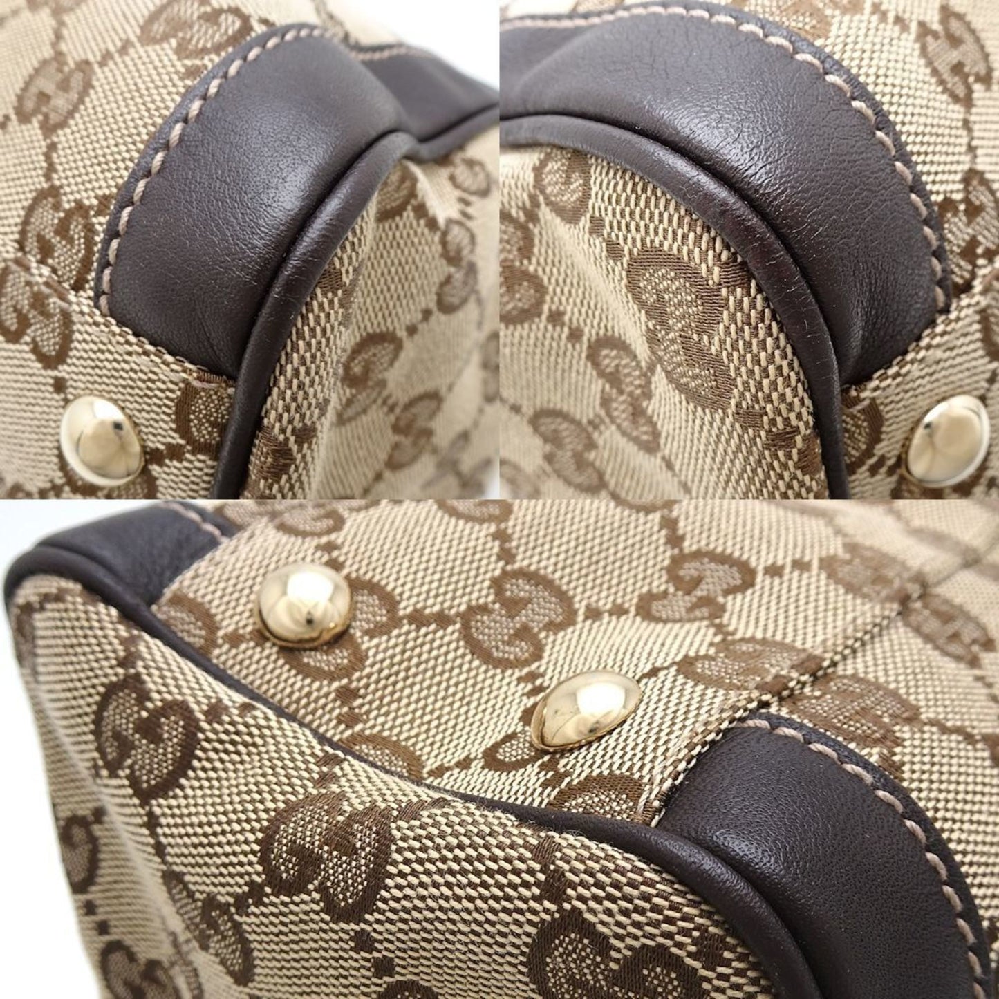 Gucci Beige Brown Gg Canvas Leather Tote Bag