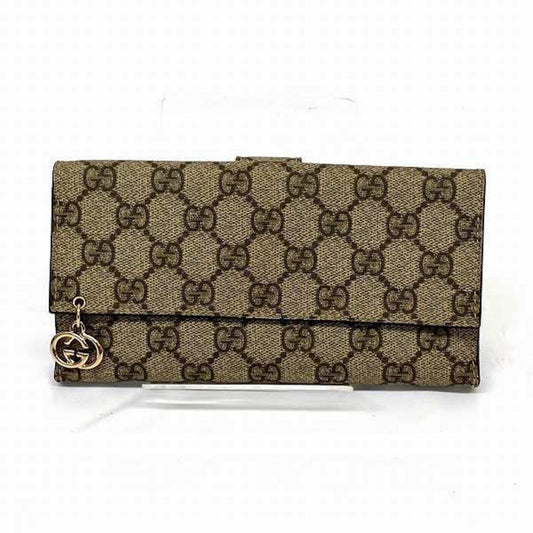 Gucci Beige Brown Pvc Leather Long Wallet (Bi-Fold) ()