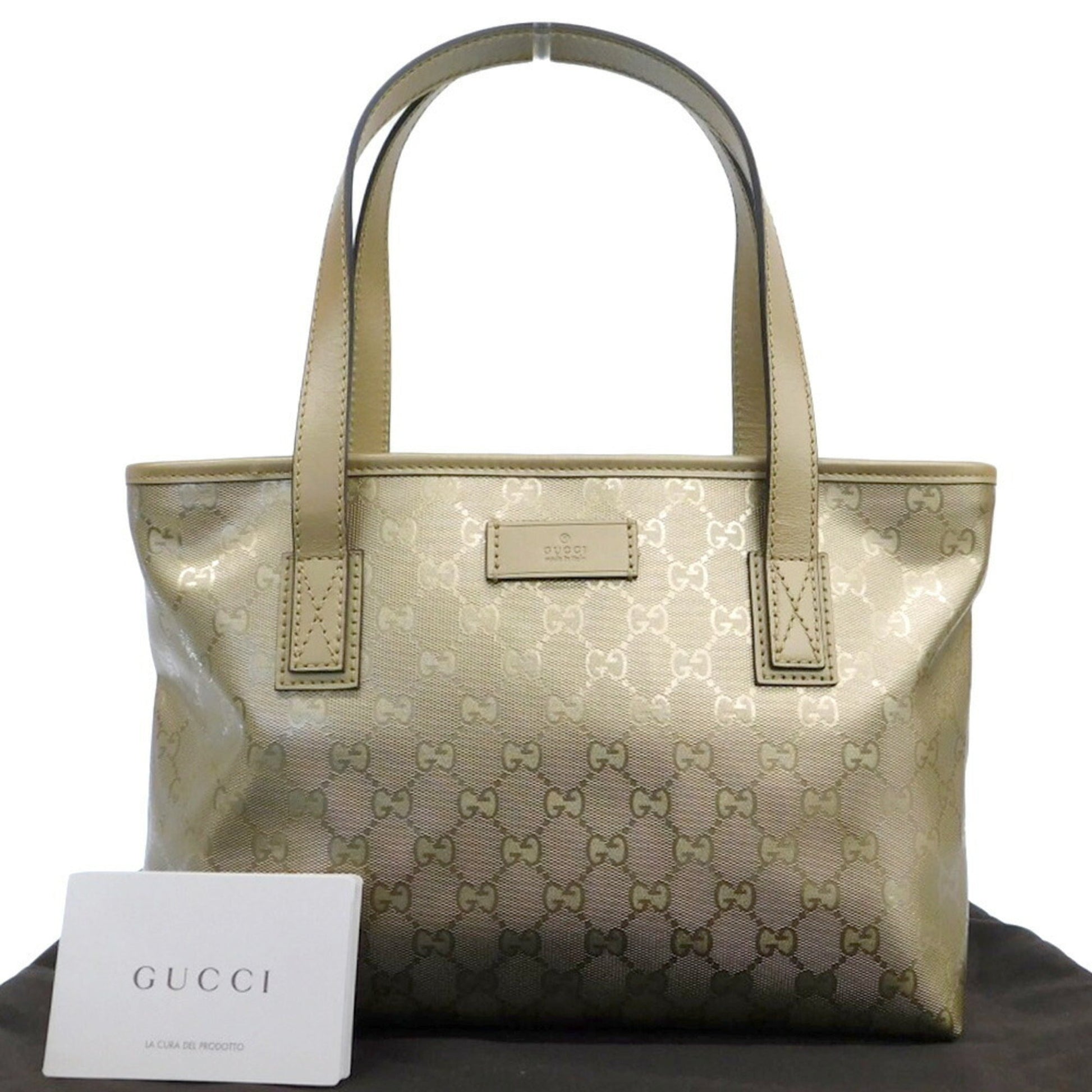 Gucci Gg Imprimé Gold Pvc Leather Handbag Tote Bag ()
