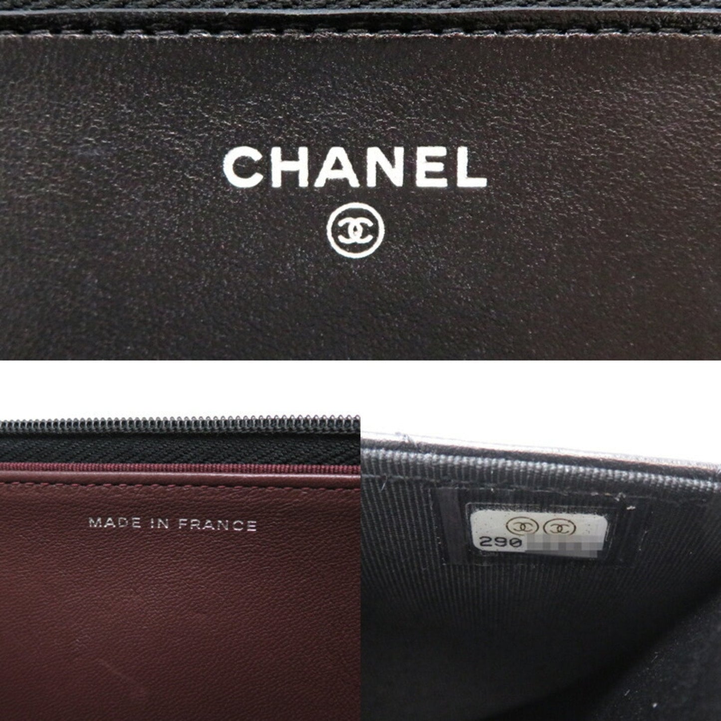 Chanel Seal Matelasse Chain Wallet Women's Shoulder Bag A33814 Lambskin Black