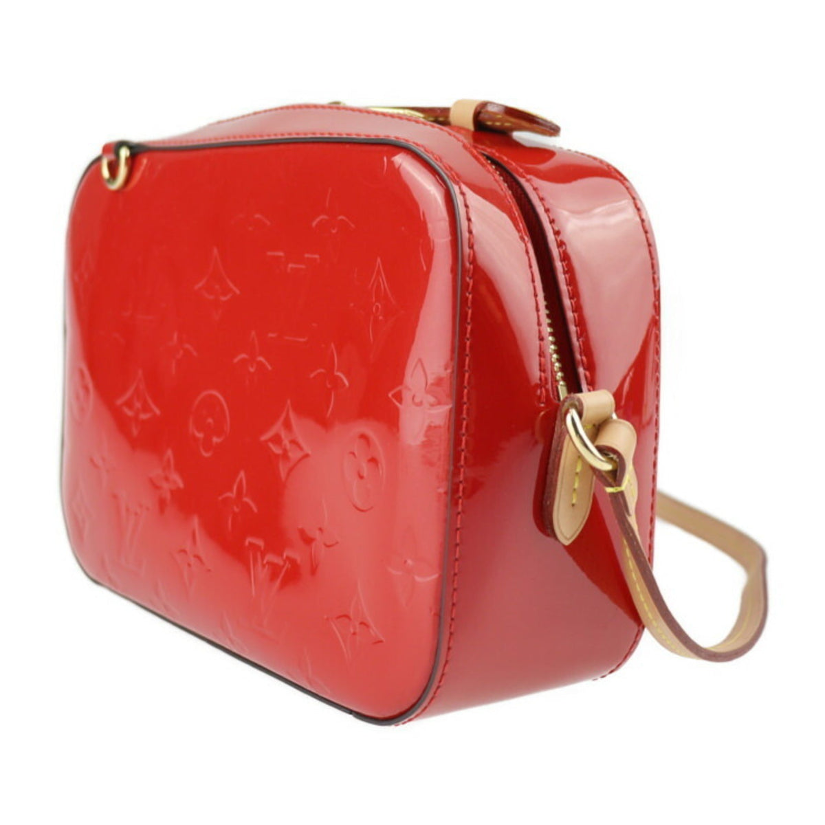 LOUIS VUITTON Santa Moni Shoulder Bag M90368 Monogram Vernis Leather Sleaze Red Gold Hardware Vuitton