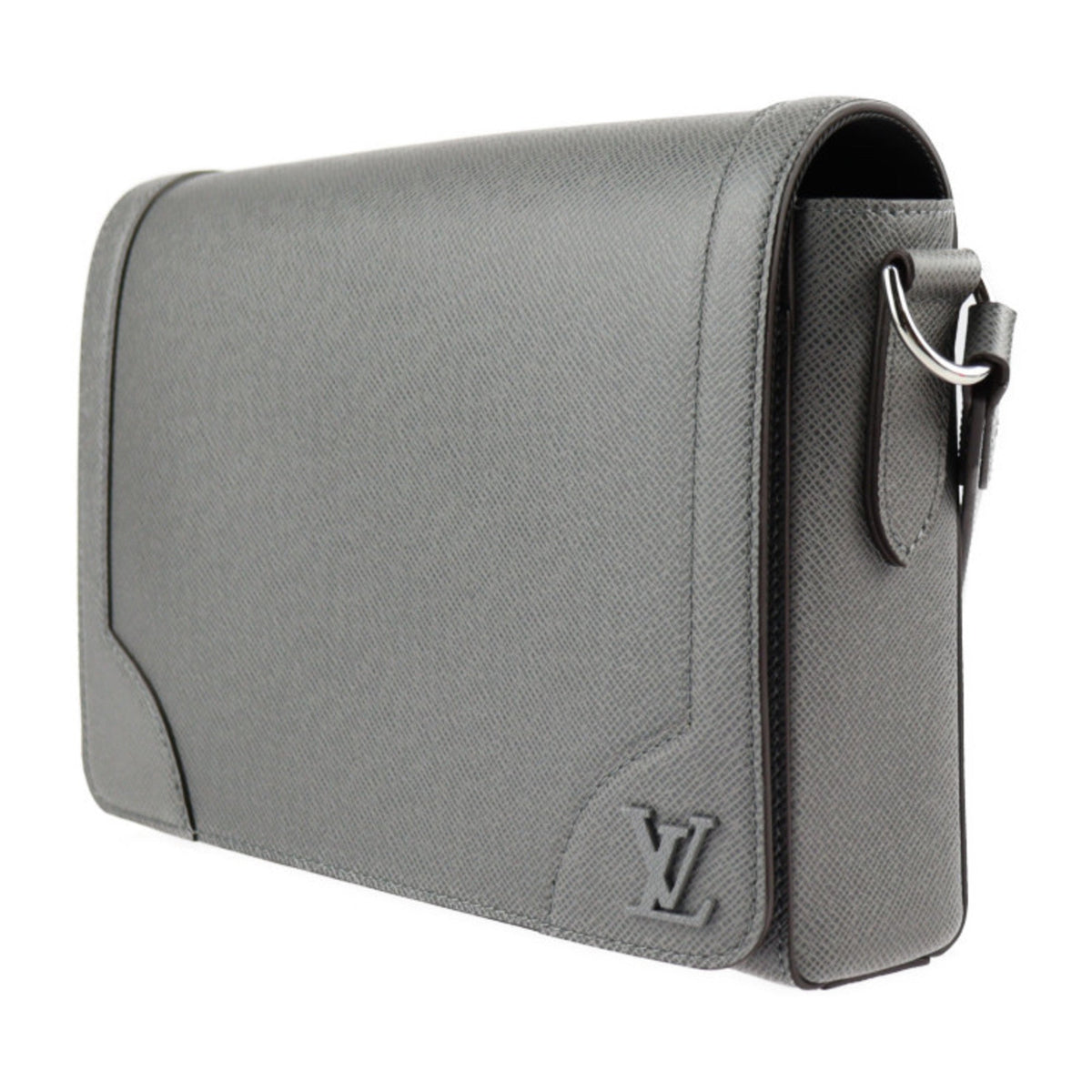 LOUIS VUITTON New Flap Messenger Shoulder Bag M30808 Taiga Gray Silver Hardware 2023 Current Product Vuitton