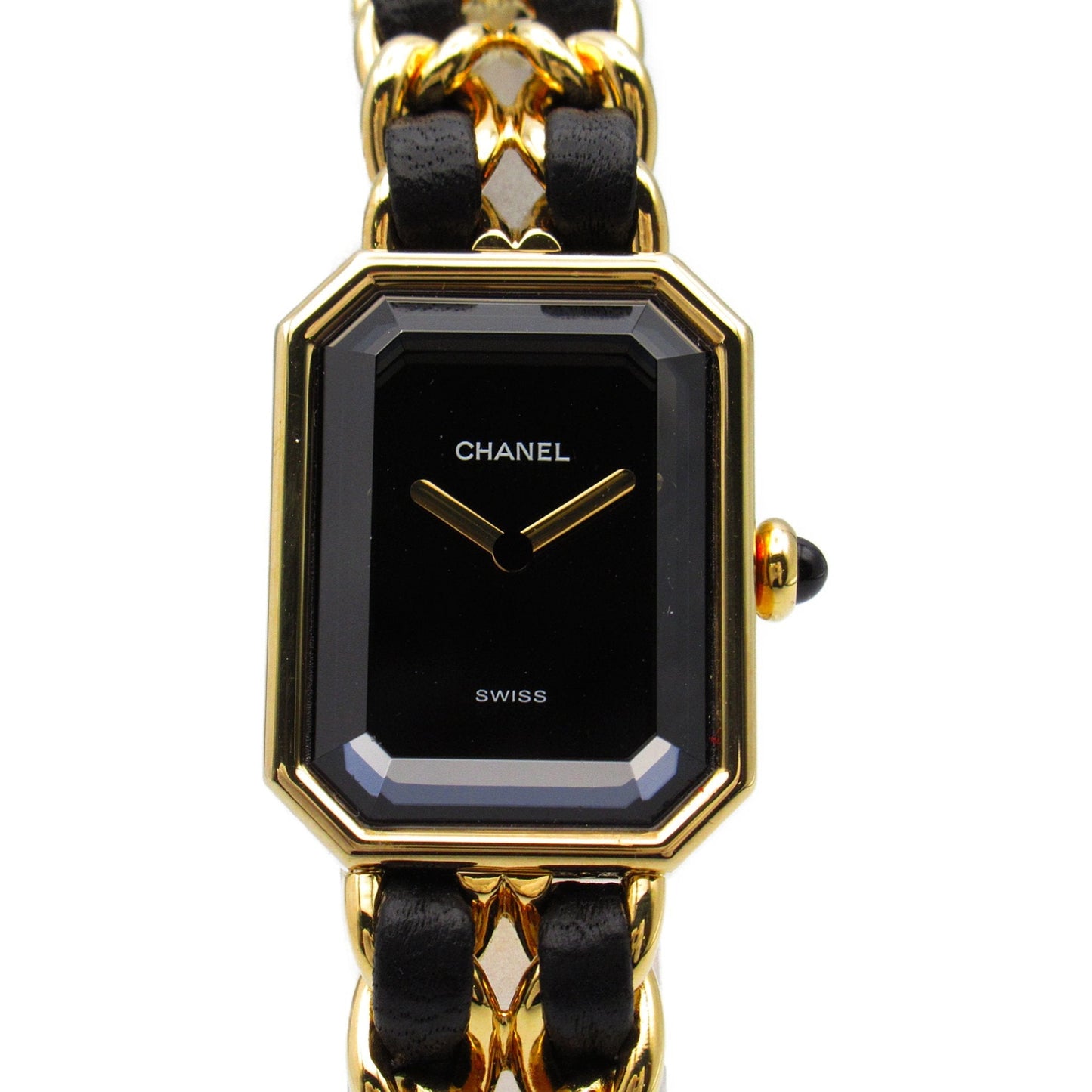 CHANEL Premiere L Wrist Watch H0001 Quartz Black Gold Plated Leather belt H0001