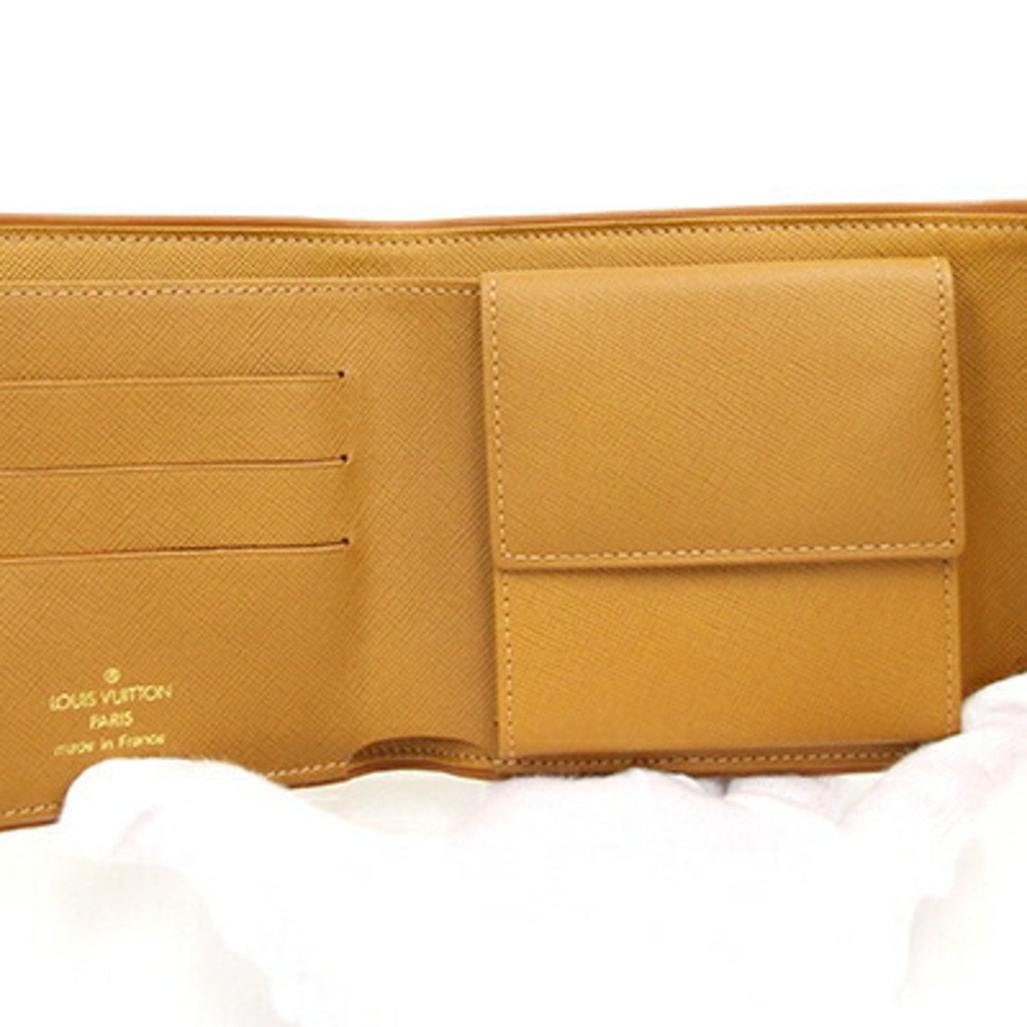 LOUIS VUITTON Trifold Wallet Monogram Porte Bier Cult Credit Monet M92441 Beige Black Ladies