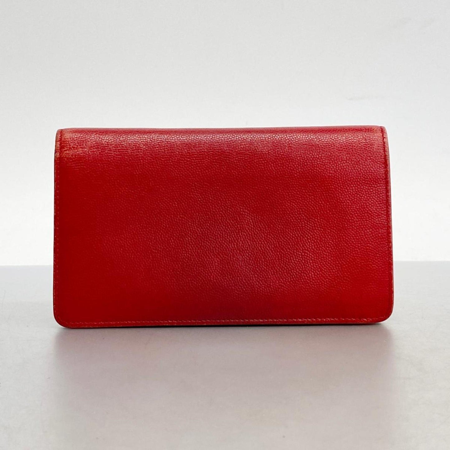 Chanel Long Wallet Caviar Skin Red Women's