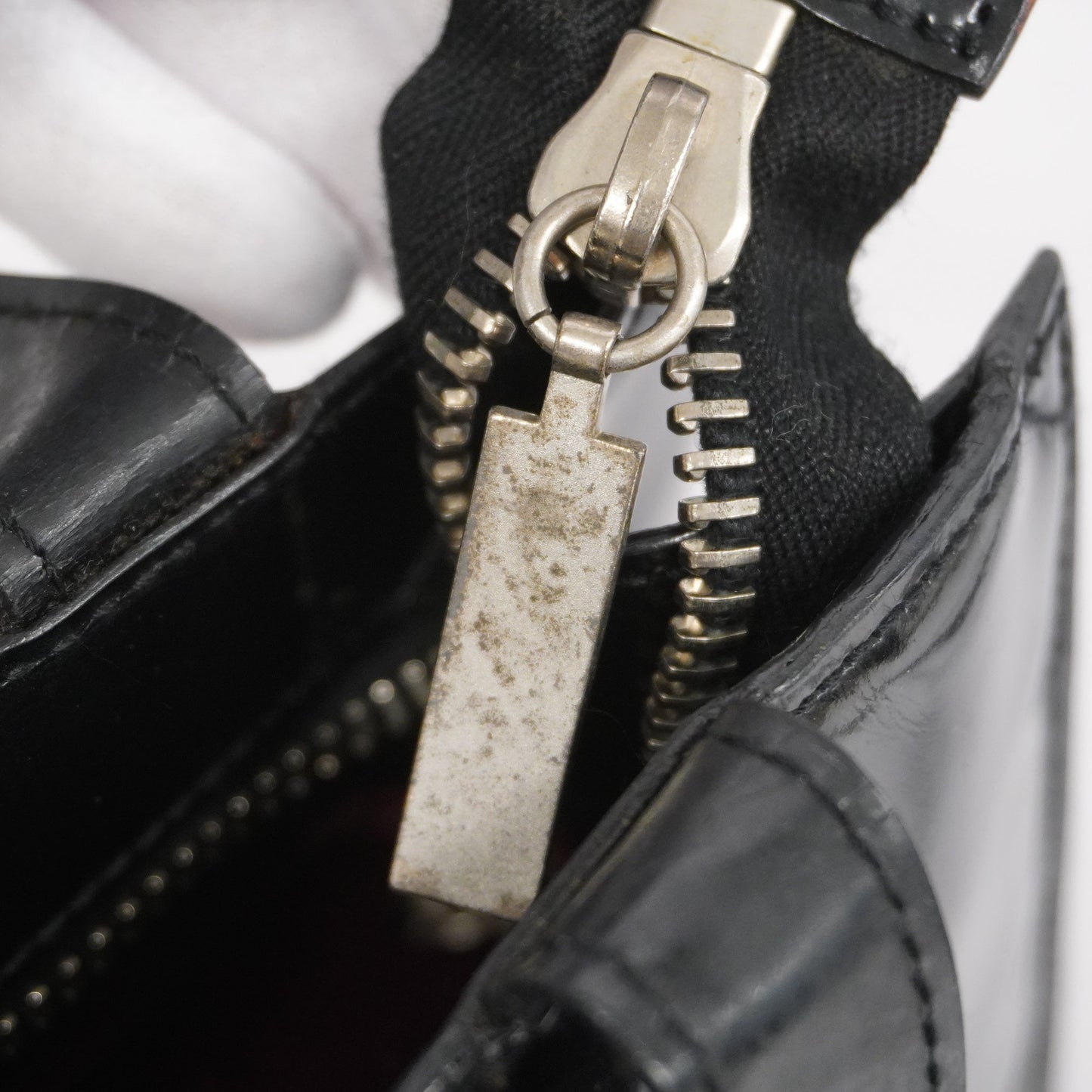 Chanel[3cc2423]  Tote Bag patent leather black silver metal